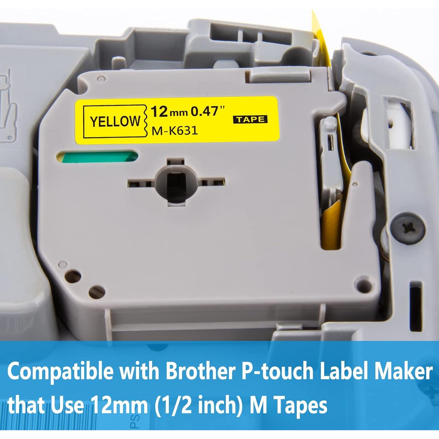 Cinta de Etiquetado Weemay 12mm 7 Paquetes Compatible Brother