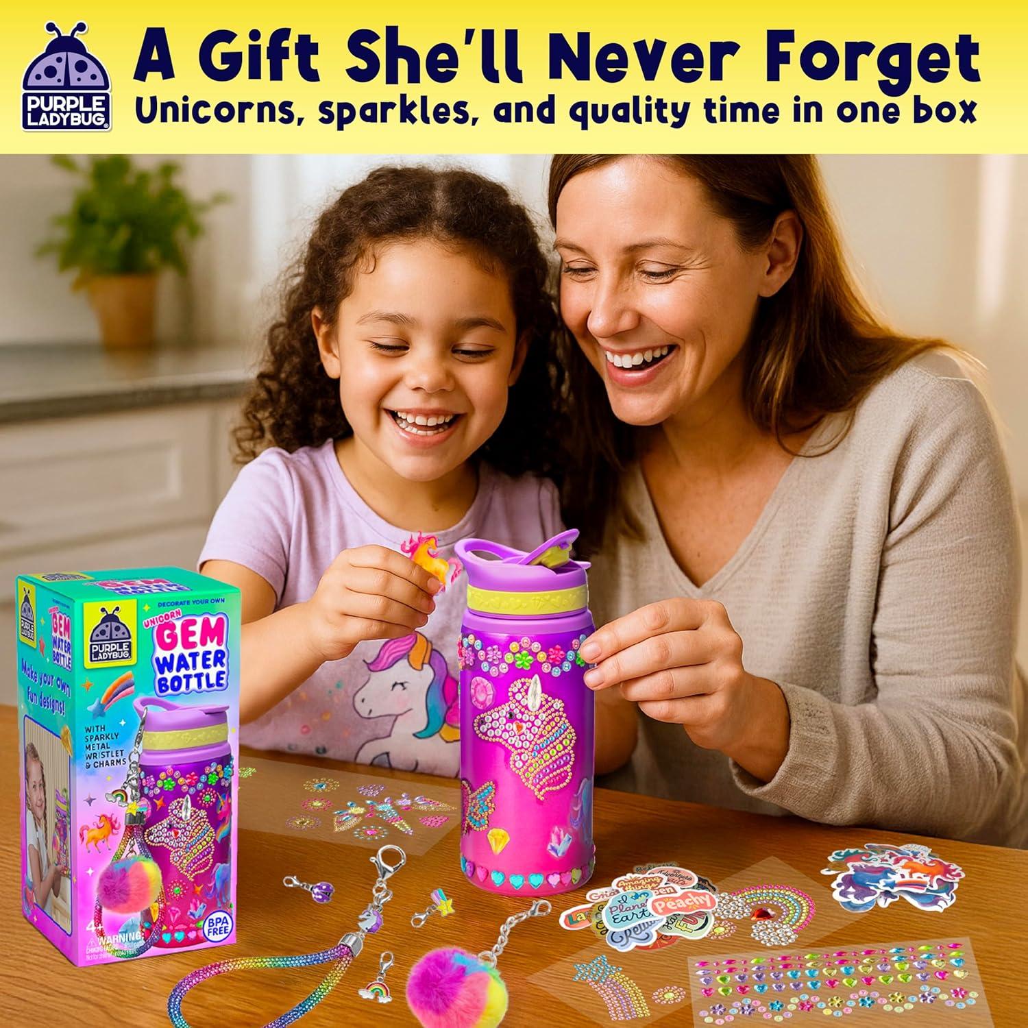 Kit de Decoración de Botella de Agua GUSANO MORADO Unicornio 20 oz