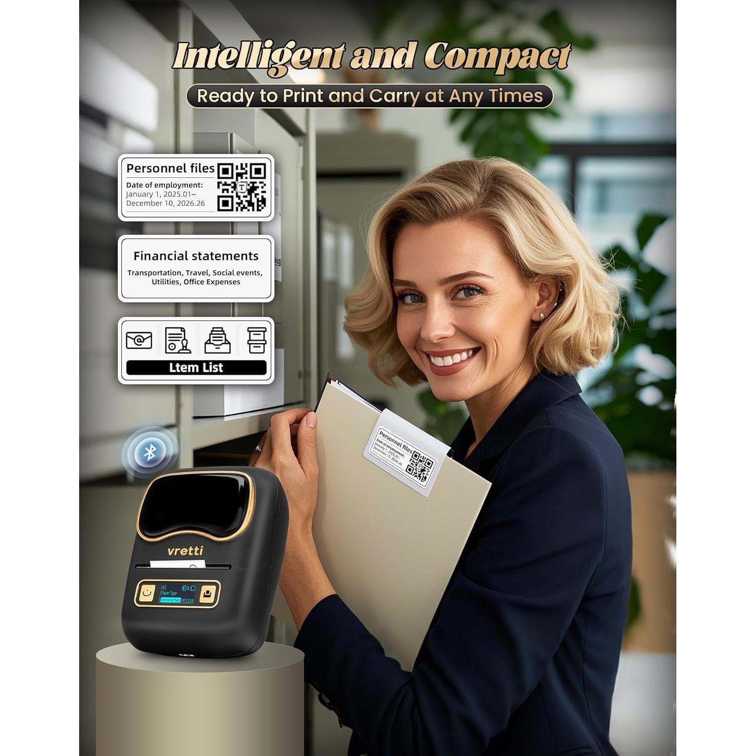 Impresora de Etiquetas Térmica Vretti K2 Bluetooth 2" Negra