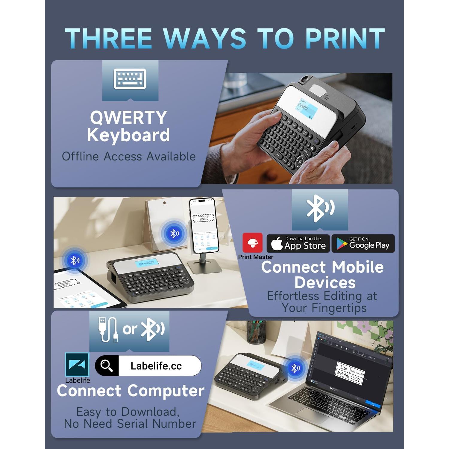 Máquina de Etiquetas Vixic D480BT 18mm Bluetooth Recargable