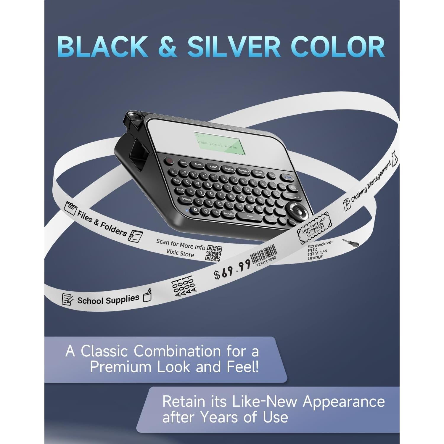 Máquina de Etiquetas Vixic D480BT 18mm Bluetooth Recargable