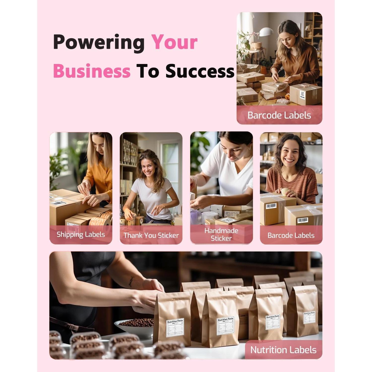 Impresora de Etiquetas Térmicas Bluetooth Phomemo 246Sbt Rosa