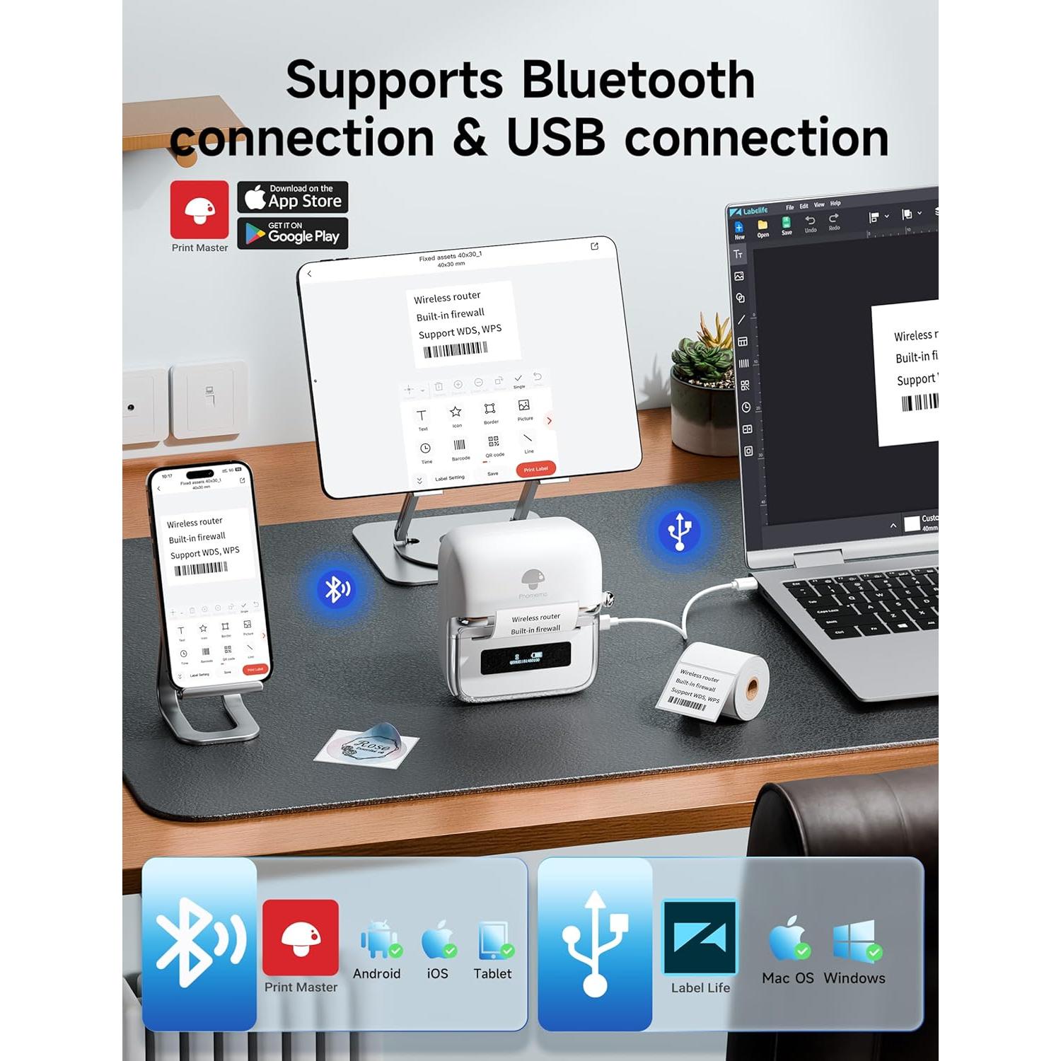 Impresora de Etiquetas Phomemo M250 Bluetooth 2025, 0.78-3.14"