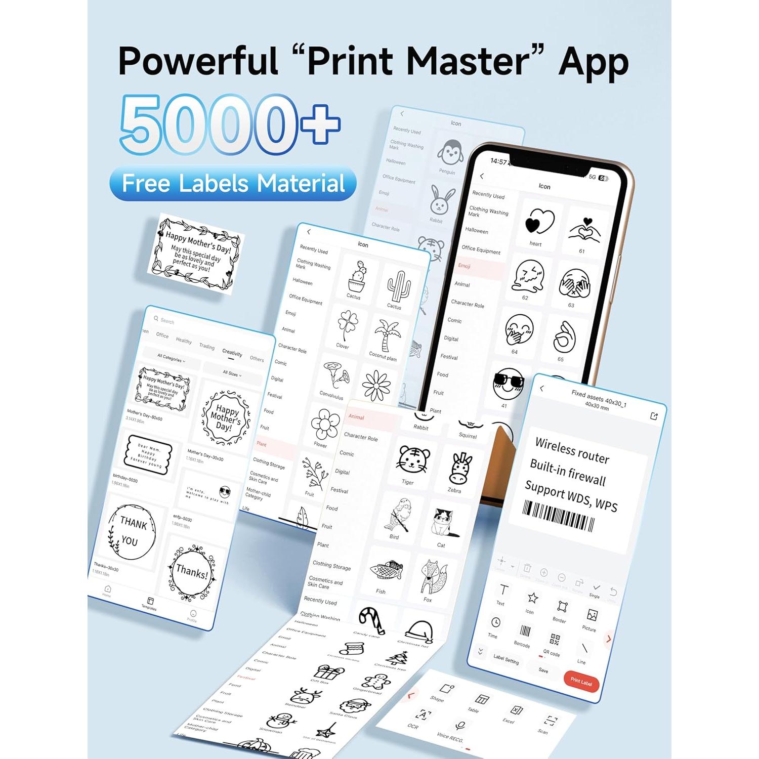 Impresora de Etiquetas Phomemo M250 Bluetooth 2025, 0.78-3.14"