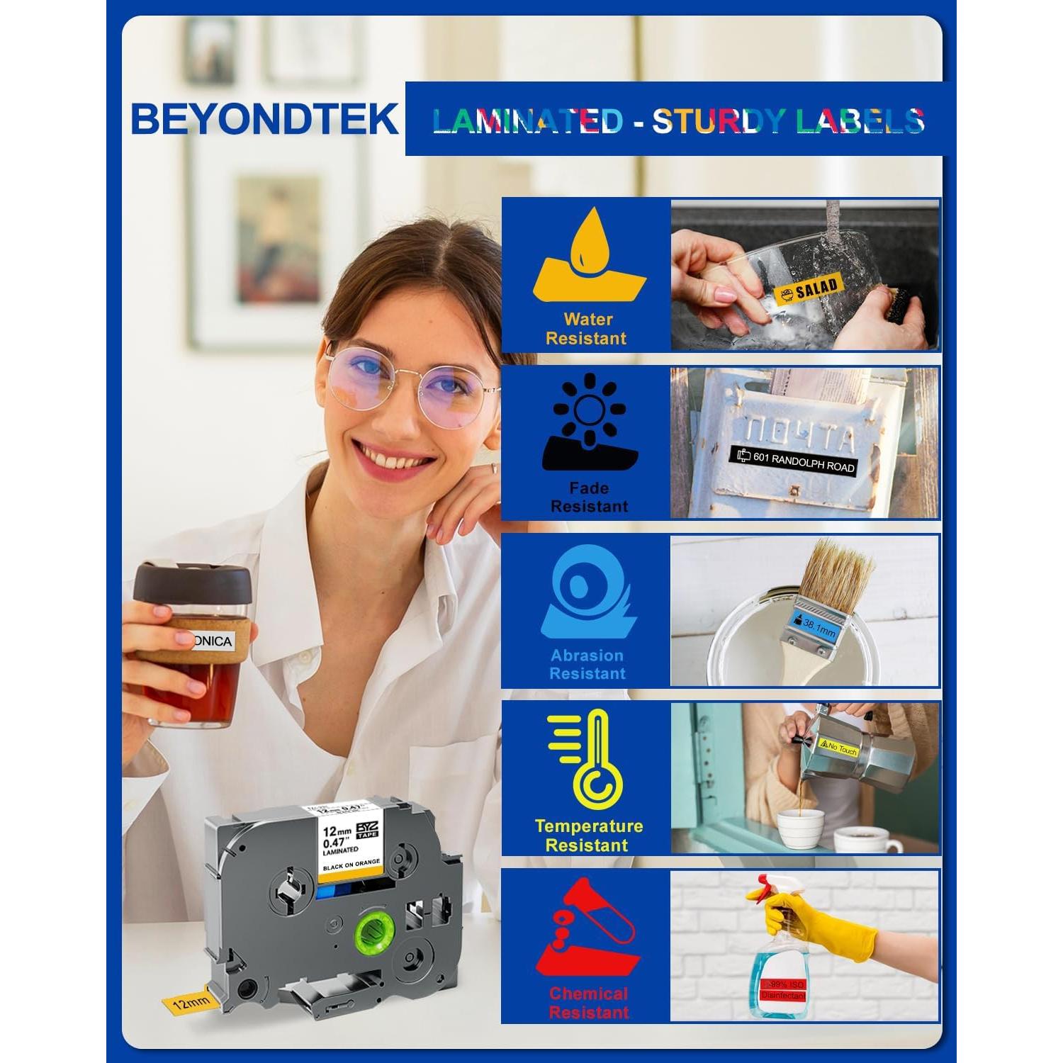 6 Piezas Cinta de Etiquetas Brother P Touch 12mm BEYONDTEK