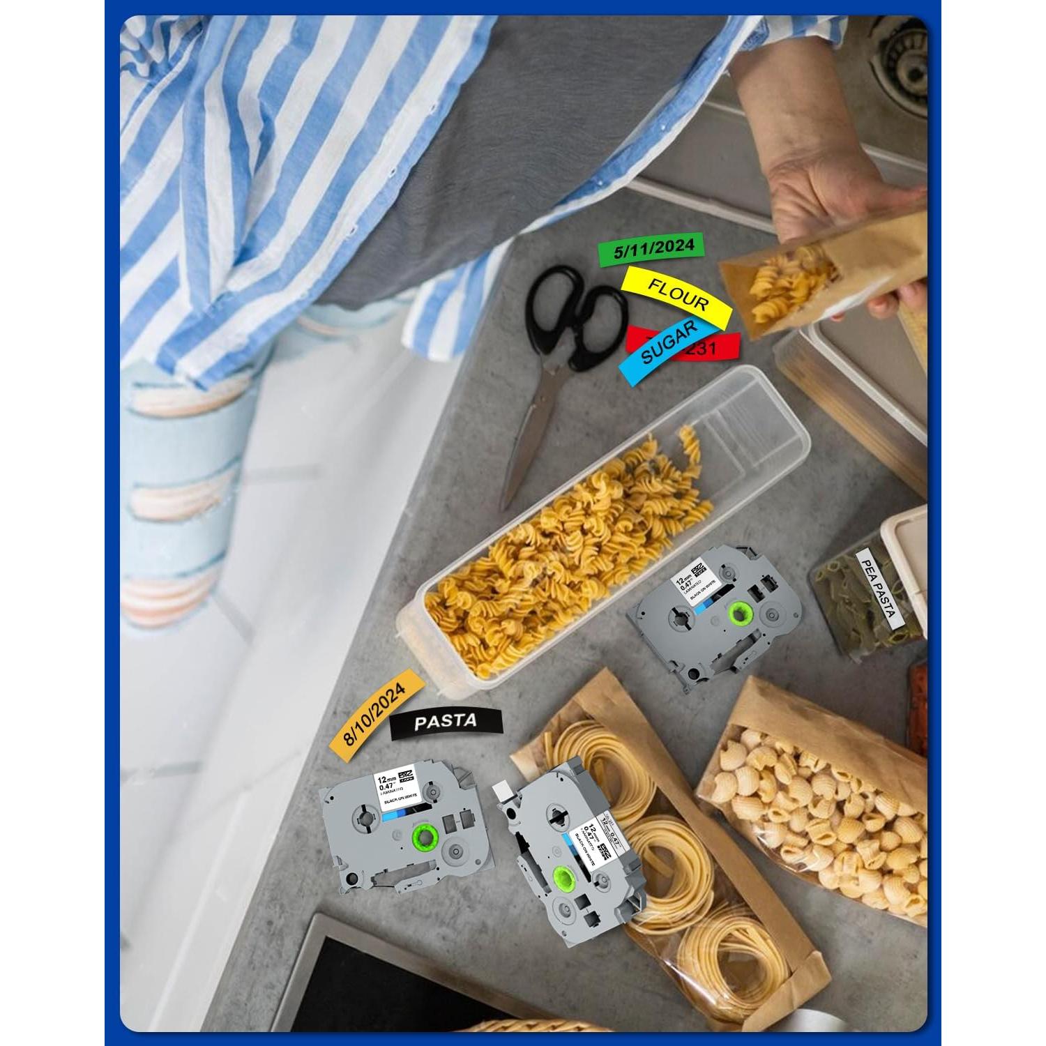 6 Piezas Cinta de Etiquetas Brother P Touch 12mm BEYONDTEK