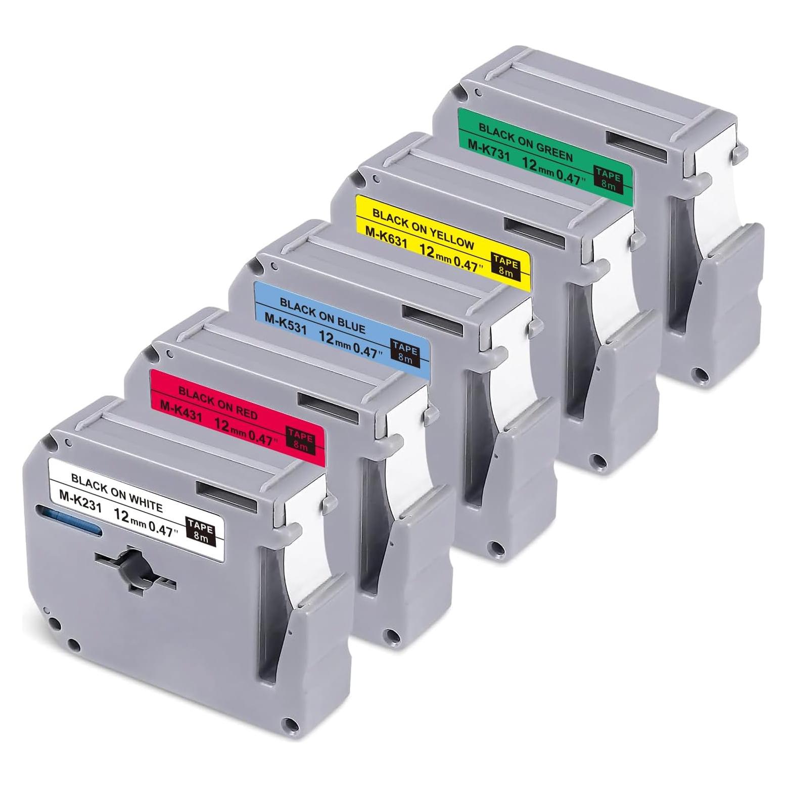 Cinta de Etiqueta BOYEEZON 5 Pack 12mm Compatible Brother