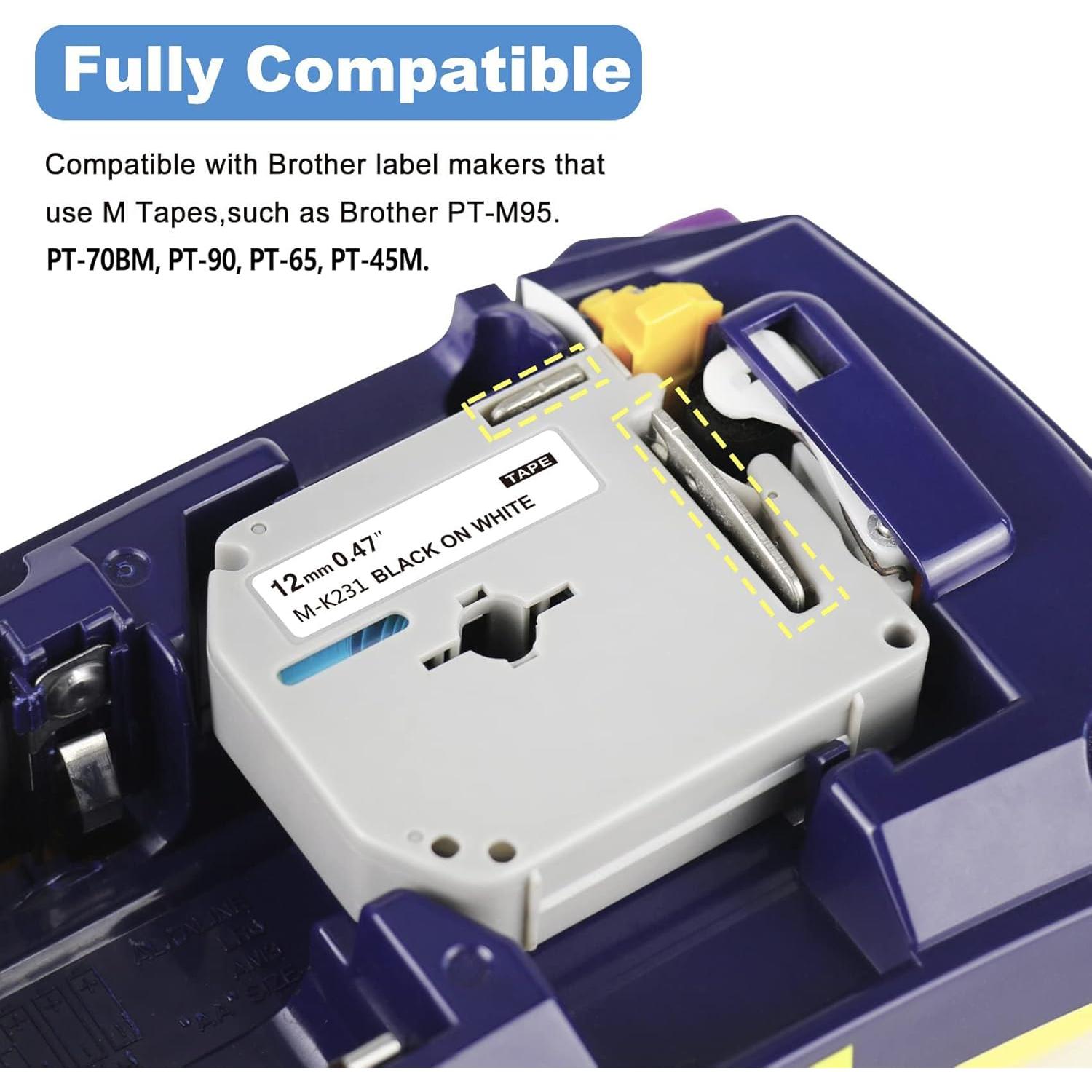 Cinta de Etiqueta BOYEEZON 5 Pack 12mm Compatible Brother