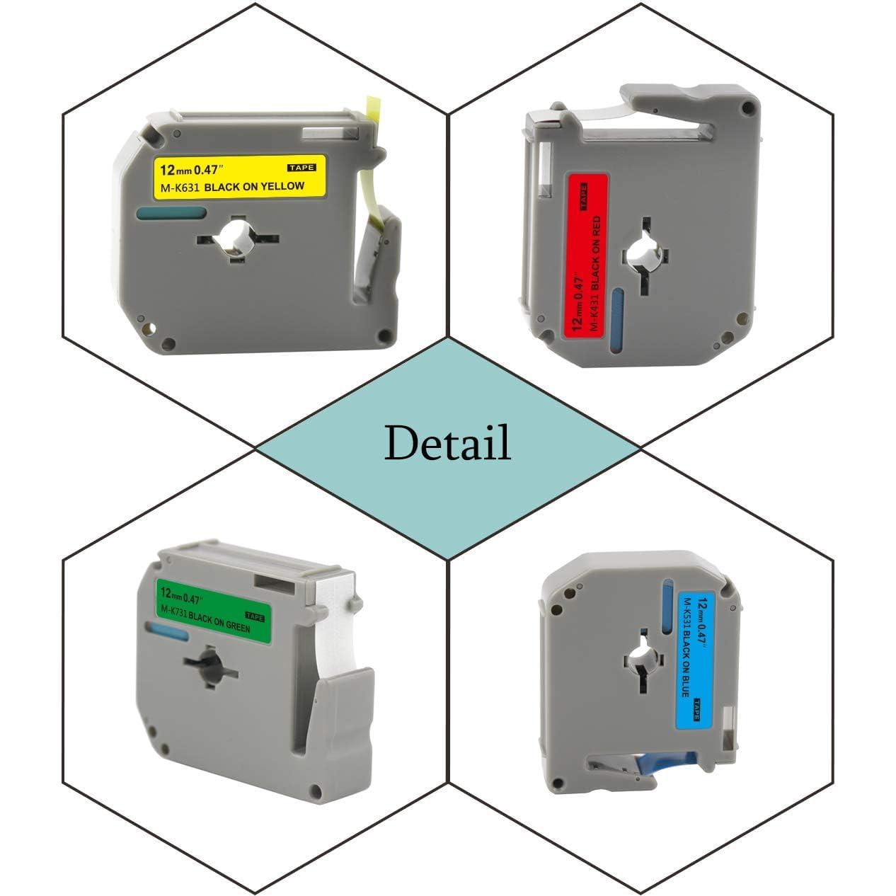 Cinta de Etiqueta BOYEEZON 5 Pack 12mm Compatible Brother