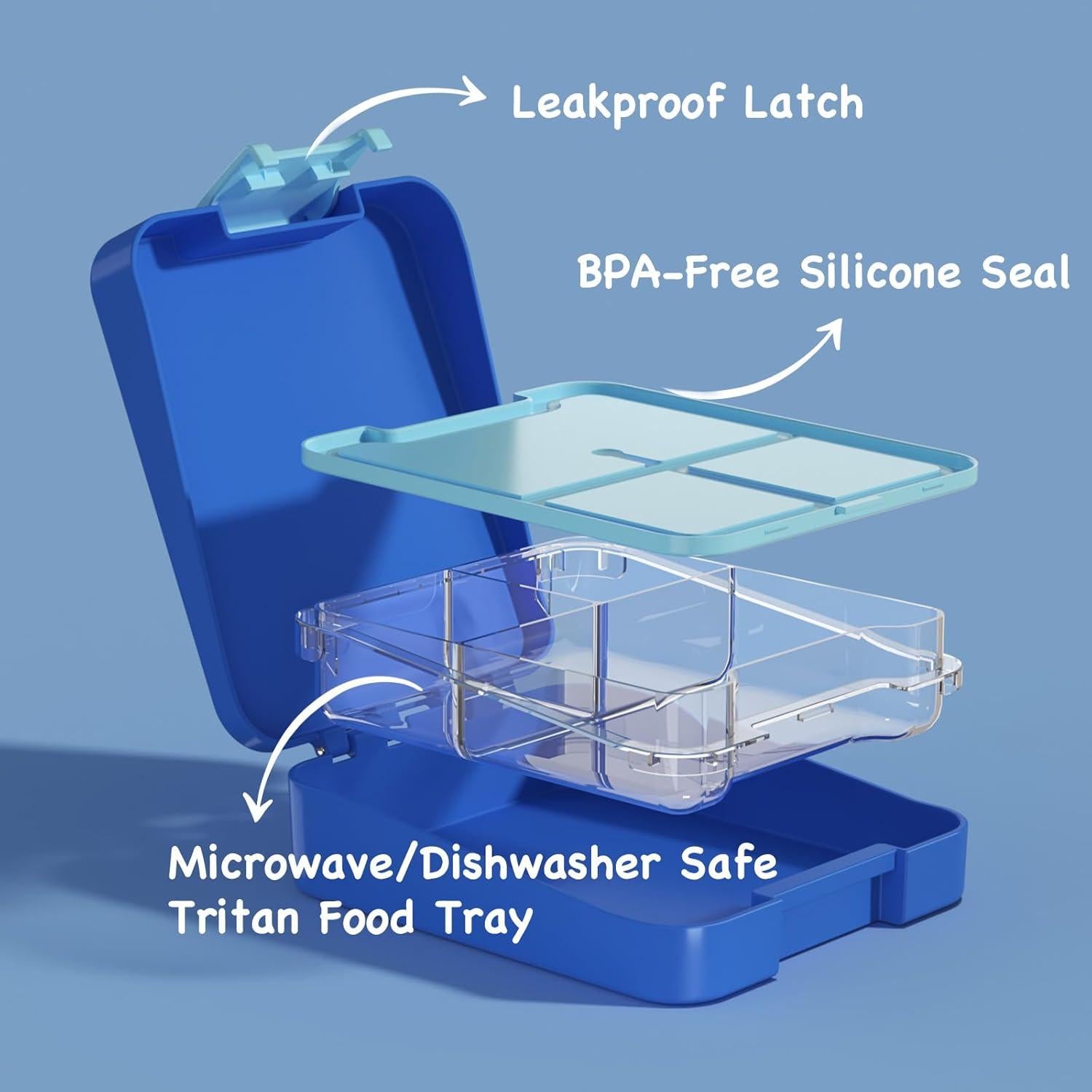 Caja de Almuerzo Bento Godobo Espacio Azul 1600ml Aislada