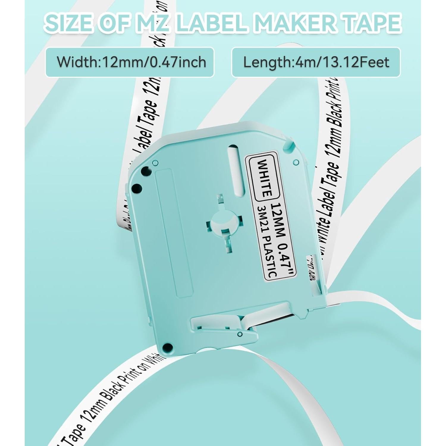 Cinta de Etiqueta Vixic M-K231 12mm Blanca - Paquete de 2