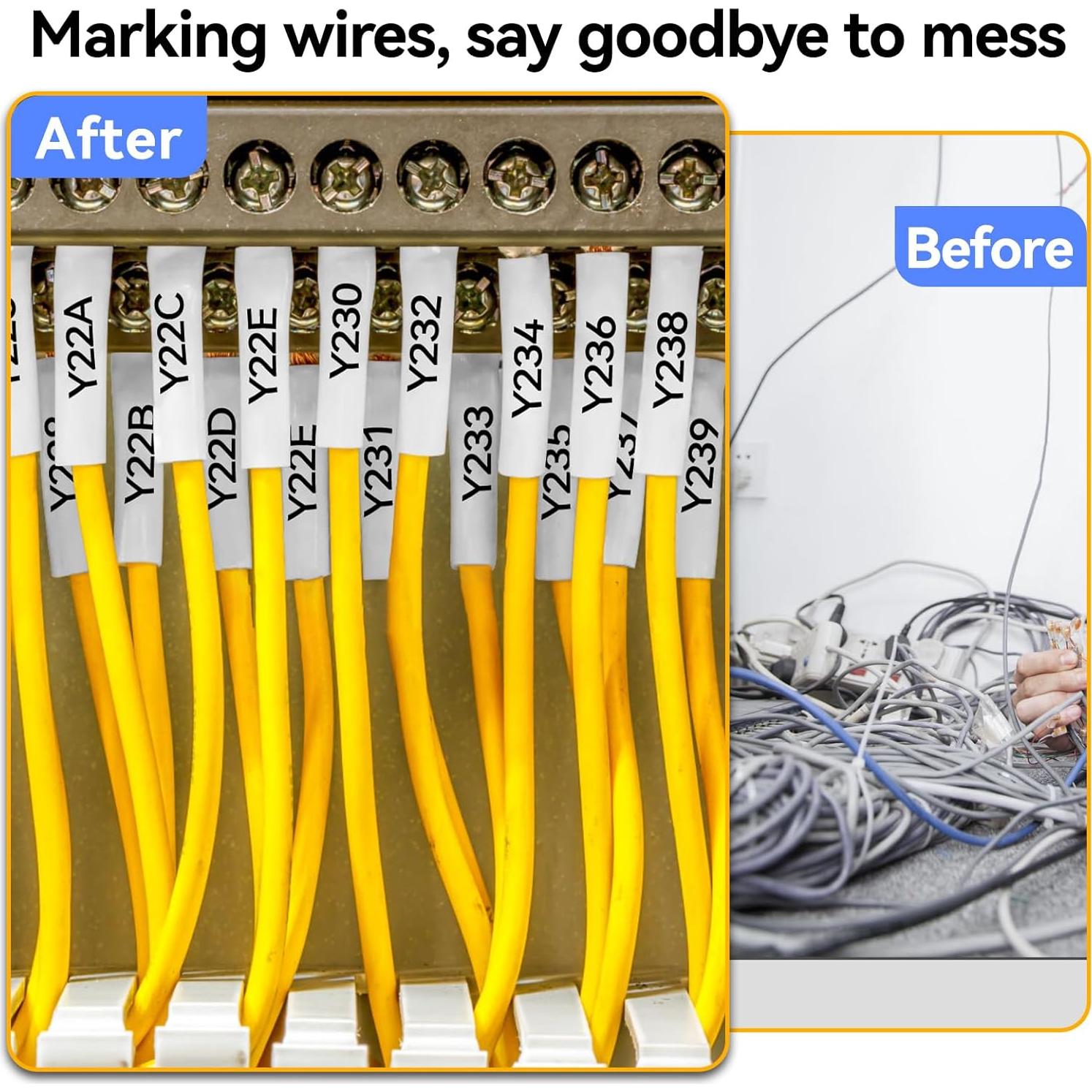4 Etiquetas Termocontraíbles Esaytool HSe-221 8.8mm Negro/Blanco