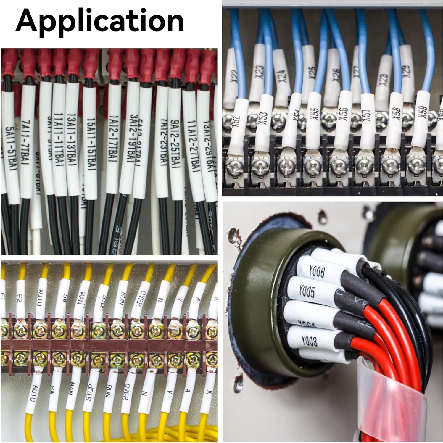 4 Etiquetas Termocontraíbles Esaytool HSe-221 8.8mm Negro/Blanco