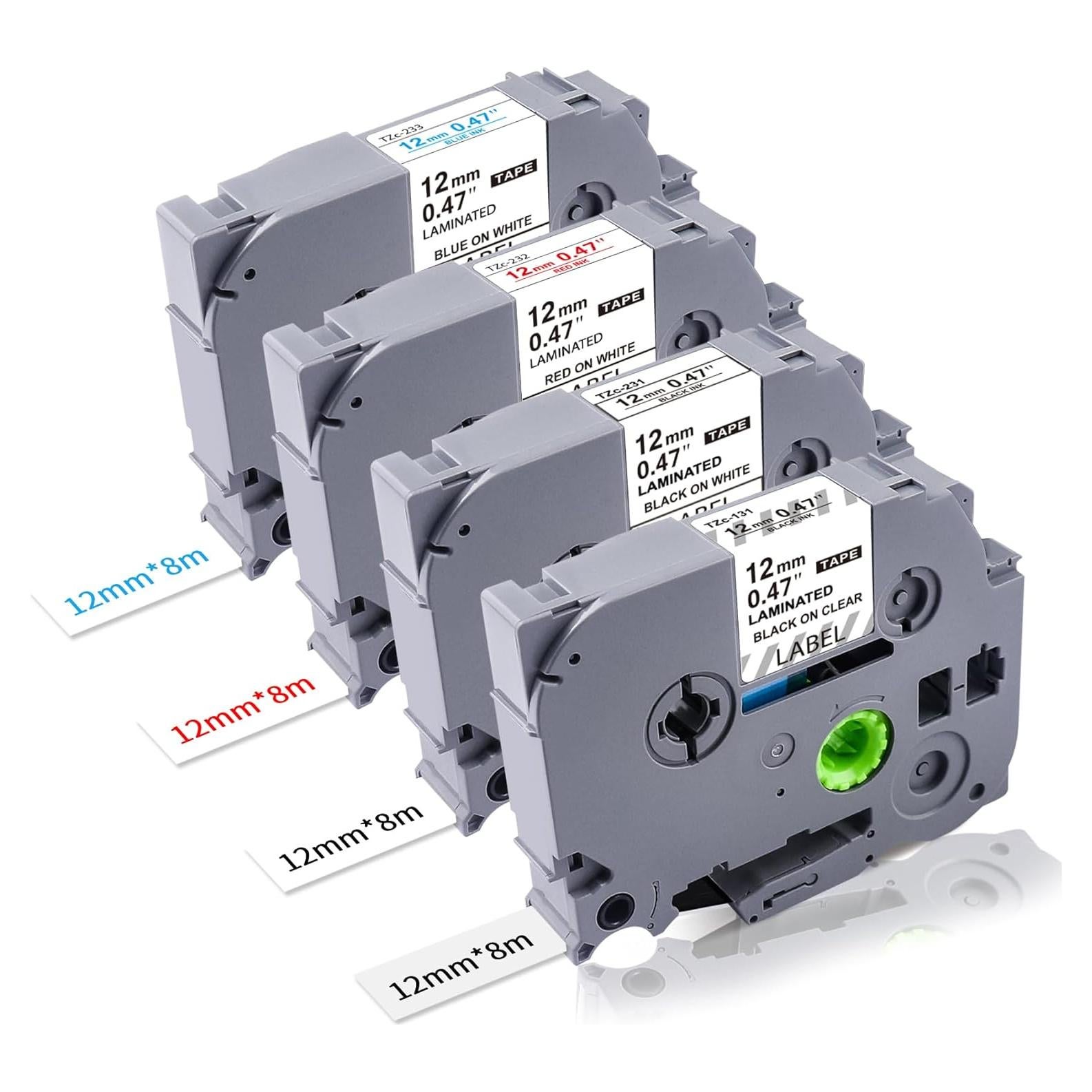 Cintas de Etiqueta 12mm Lonitul TZe para Brother - 4 Colores