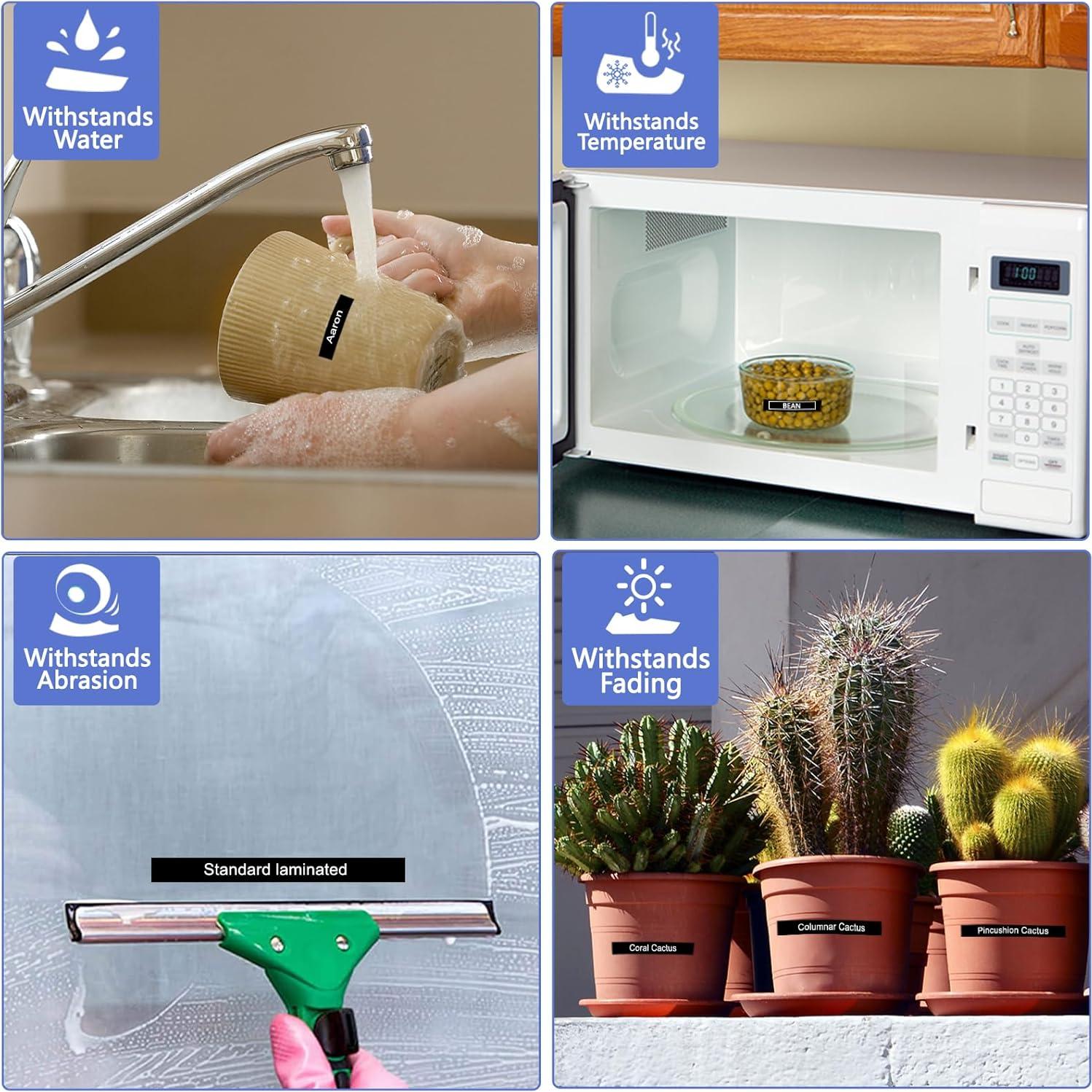 Cinta Laminada Etiqueta GREENCYCLE TZe-335 12mm Blanco Negro