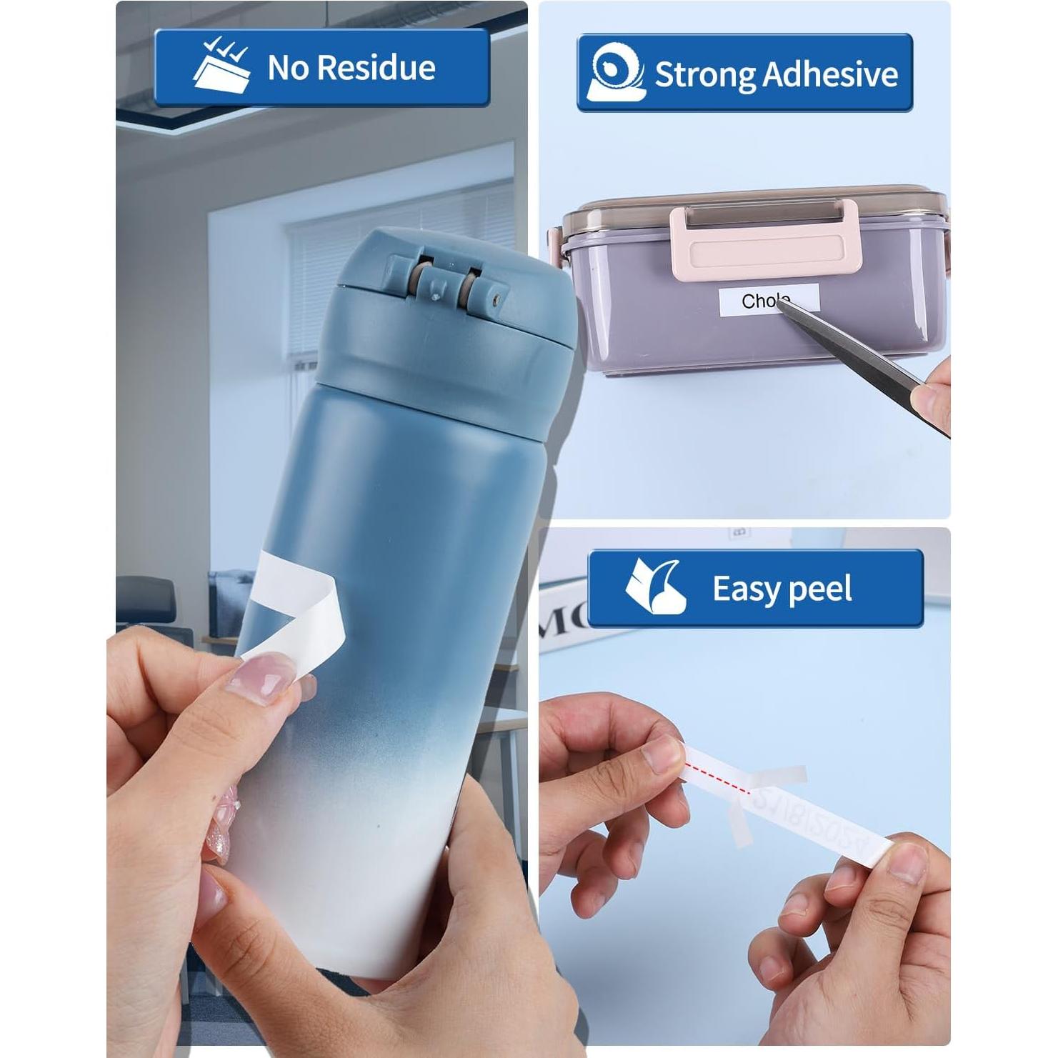 Cinta de Etiquetas Oozmas M-K231 12mm Negro sobre Blanco - Paquete de 6