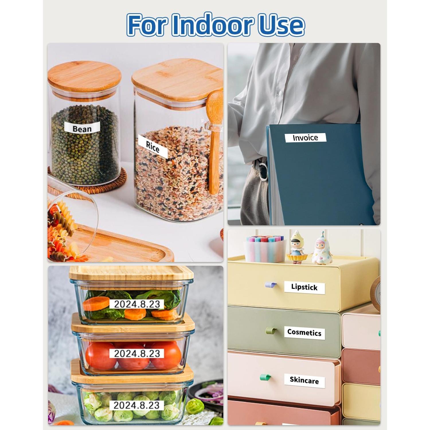 Cinta de Etiquetas Oozmas M-K231 12mm Negro sobre Blanco - Paquete de 6