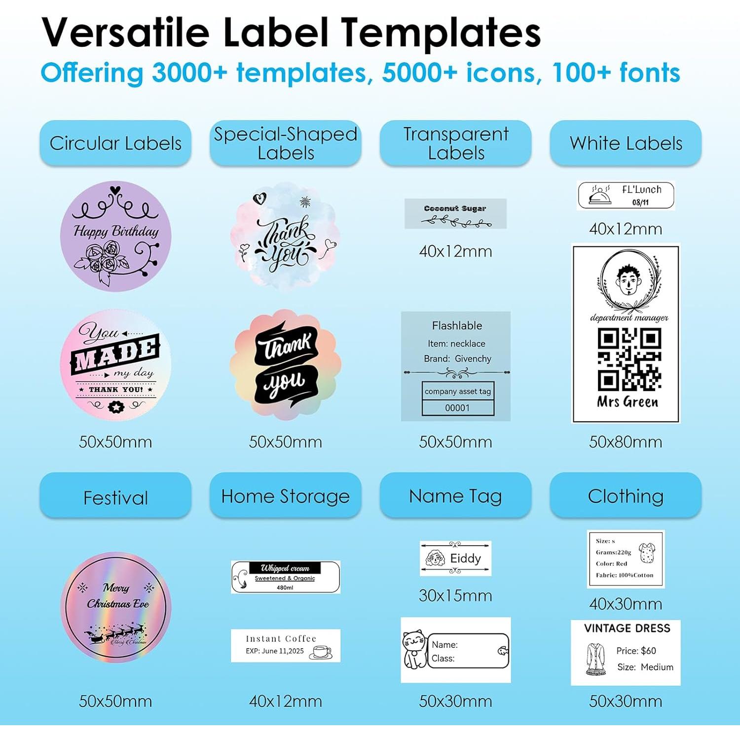 Bluetooth Label Maker Machine with Tape, Y50P Portable Thermal Sticker Maker for Home Office, Small Bussiness & School – Logo Stickers Printer – Includes 230 Labels, Black