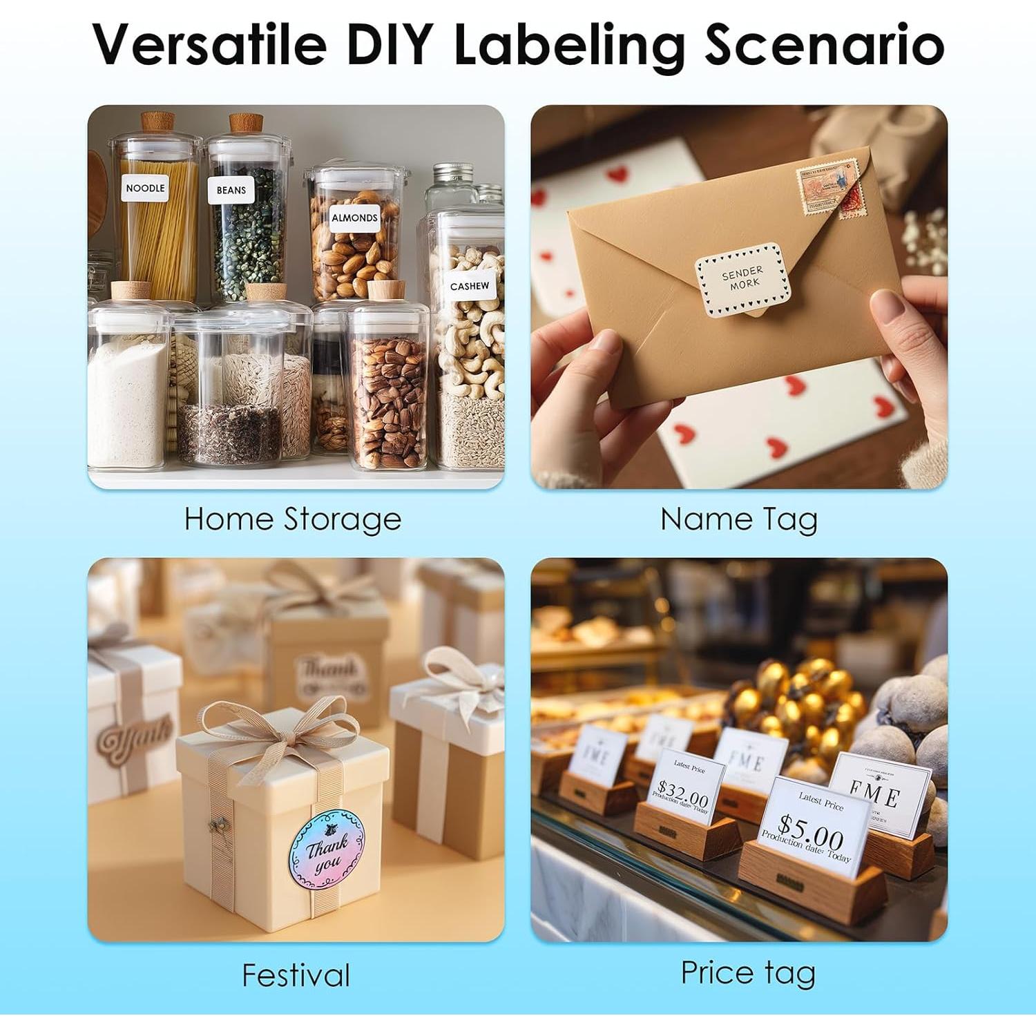 Bluetooth Label Maker Machine with Tape, Y50P Portable Thermal Sticker Maker for Home Office, Small Bussiness & School – Logo Stickers Printer – Includes 230 Labels, Black