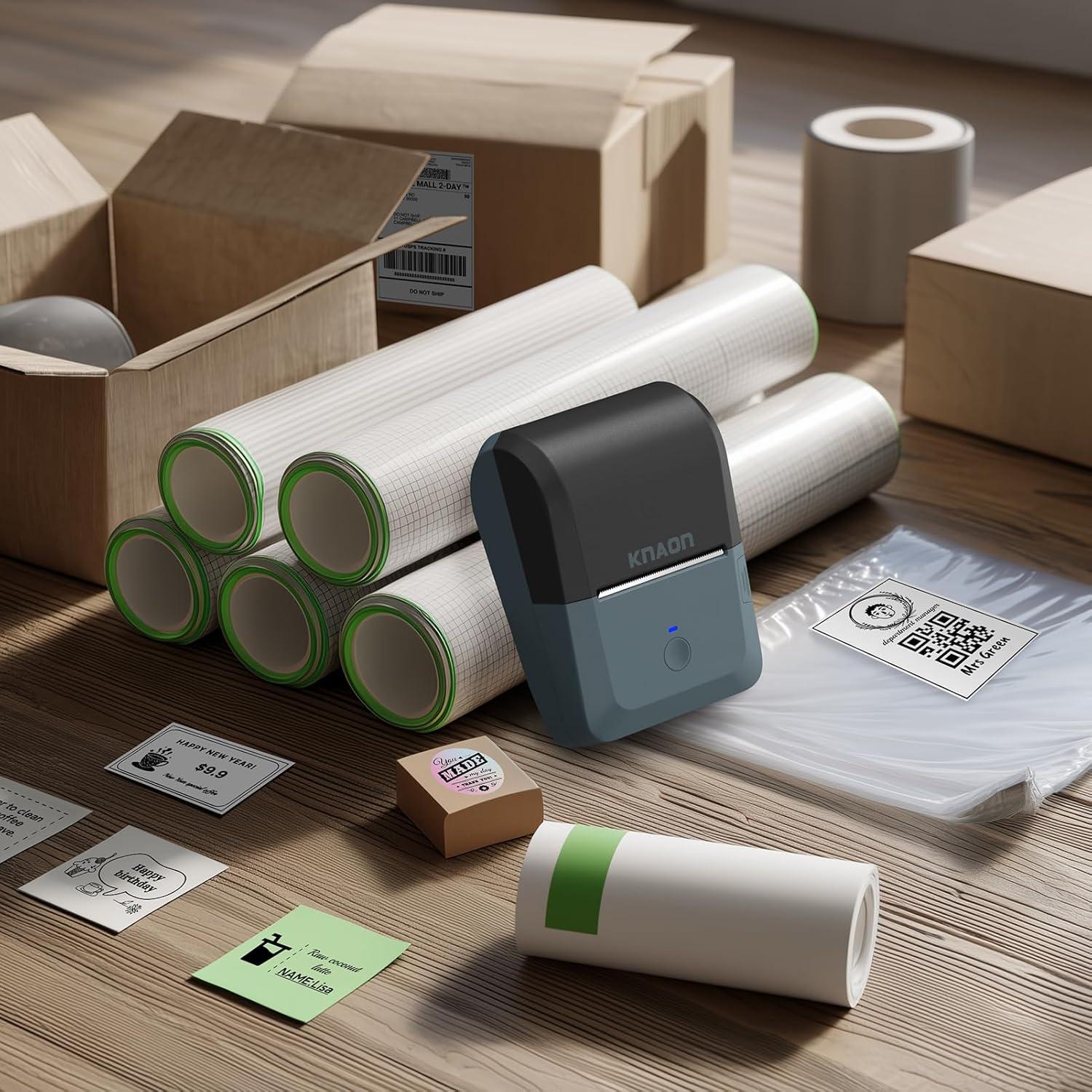 Bluetooth Label Maker Machine with Tape, Y50P Portable Thermal Sticker Maker for Home Office, Small Bussiness & School – Logo Stickers Printer – Includes 230 Labels, Black