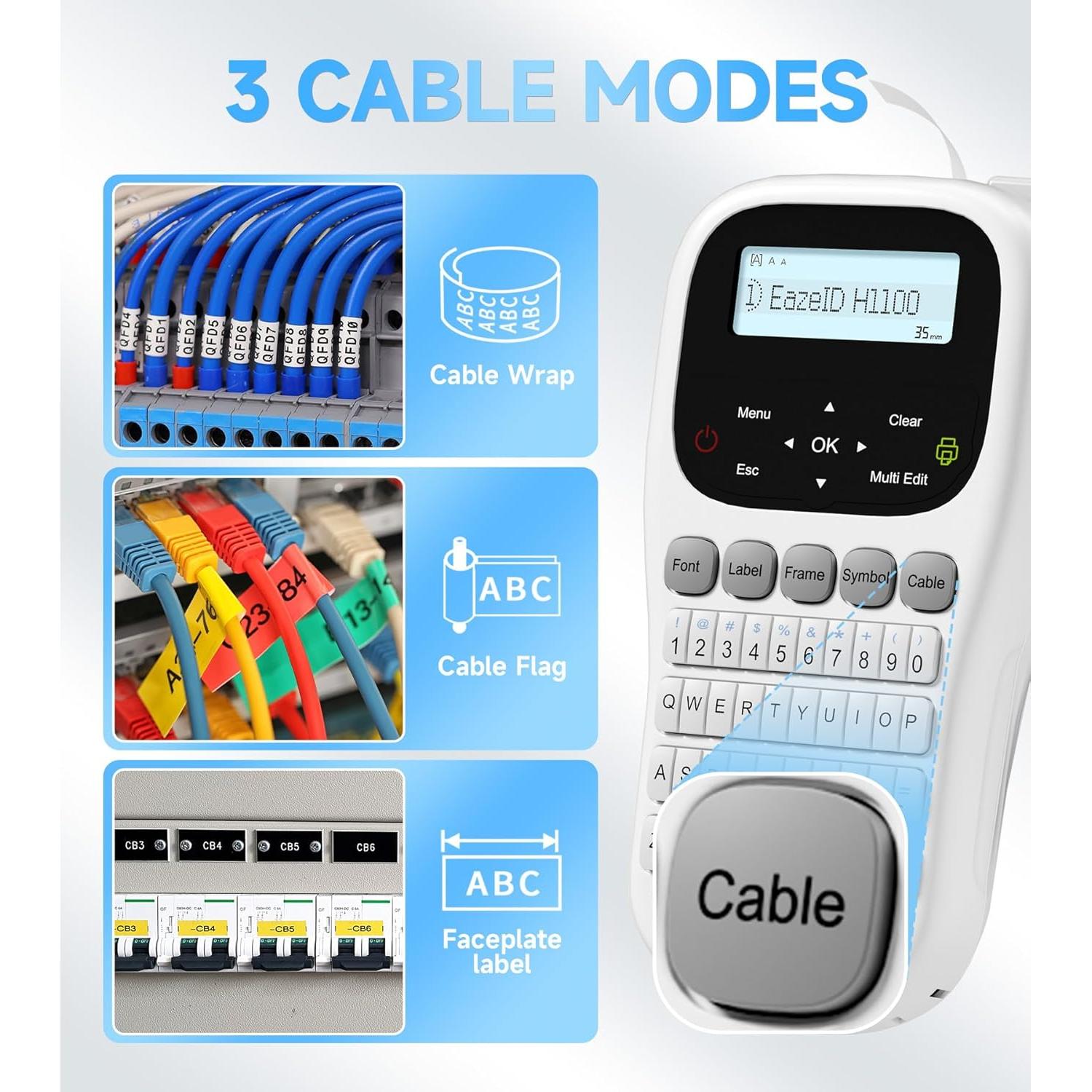 Etiquetadora EazeID H1100 Portátil 12mm Pantalla Retroiluminada