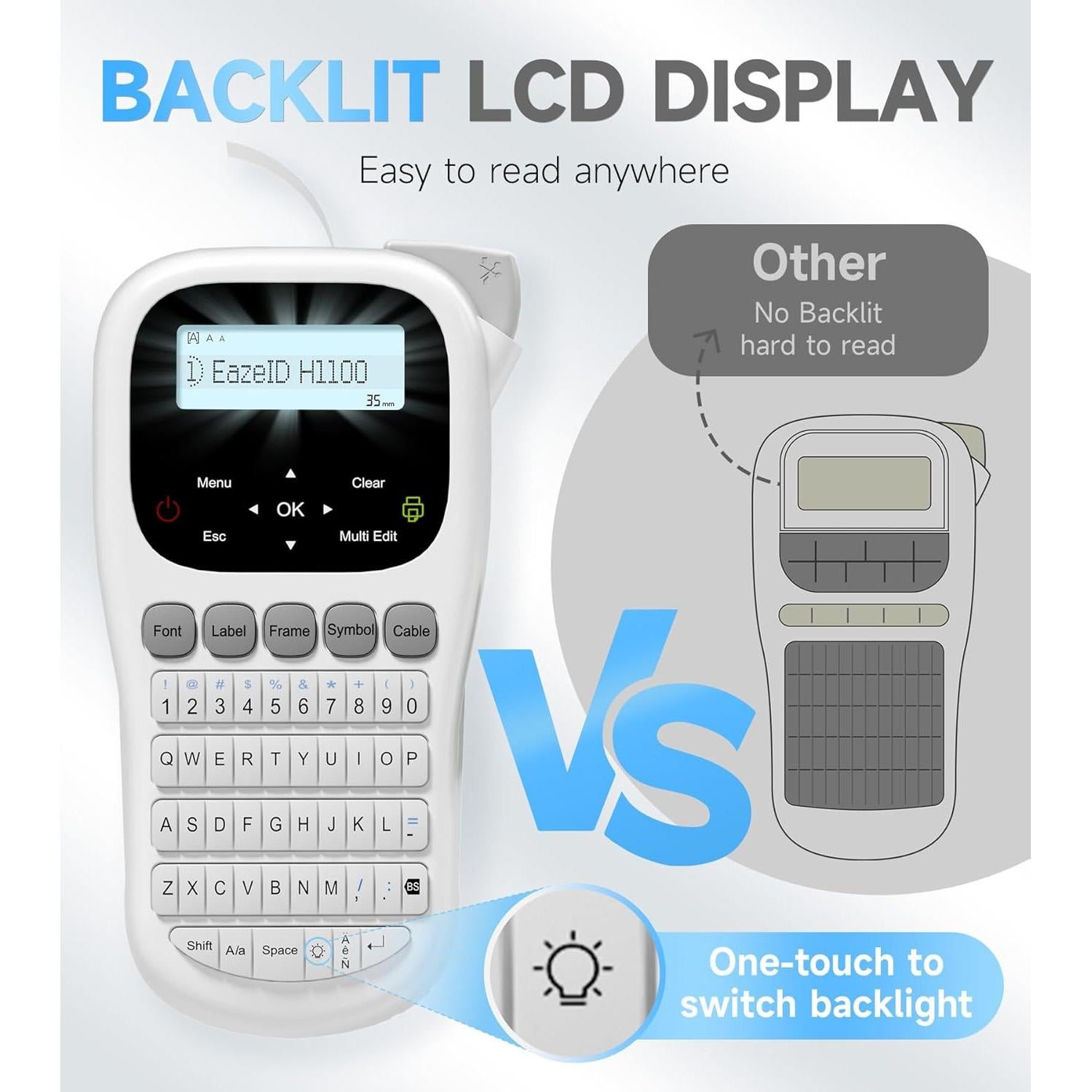 Etiquetadora EazeID H1100 Portátil 12mm Pantalla Retroiluminada