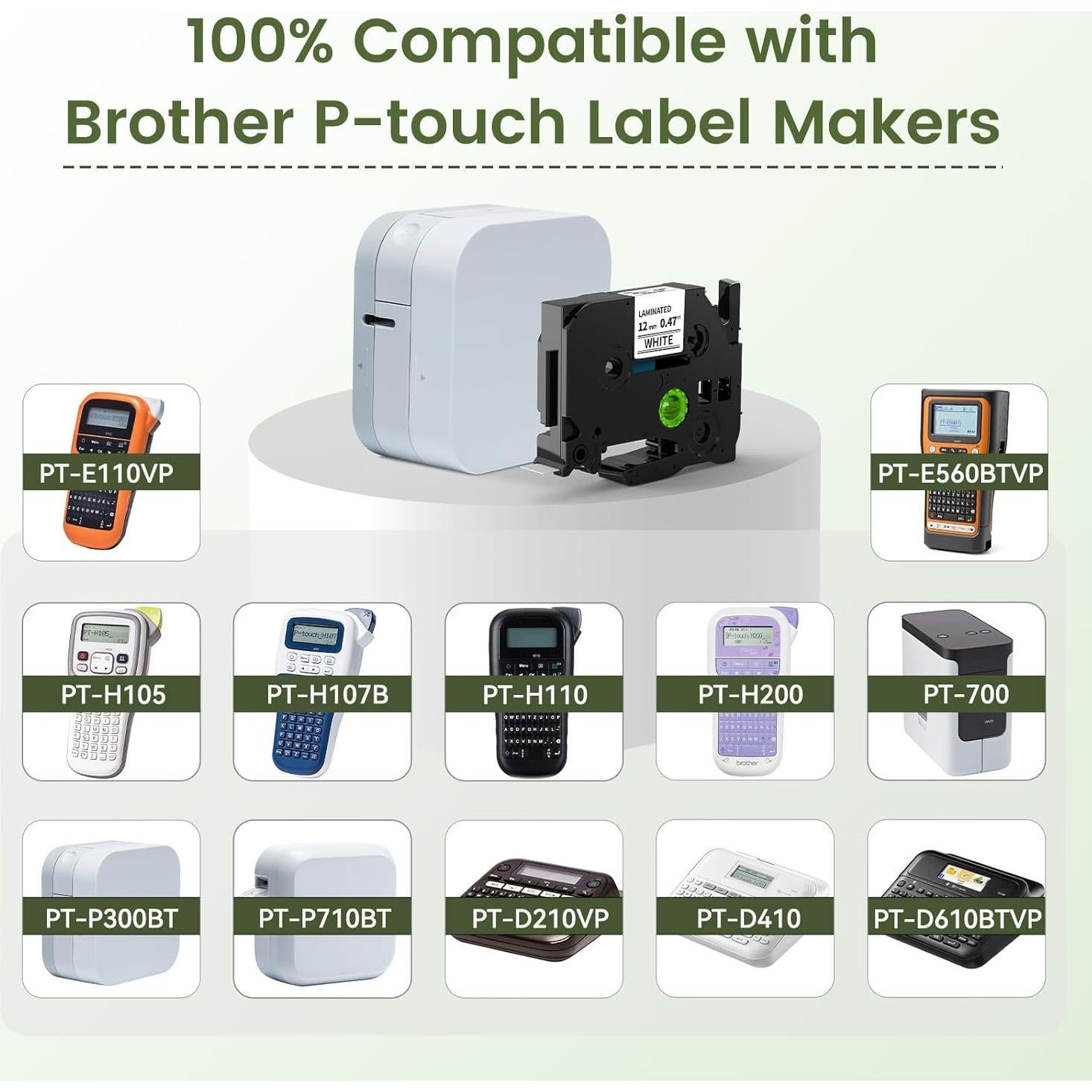 Paquete de 10 Cintas de Etiquetas Markurlife Tze-231 12mm