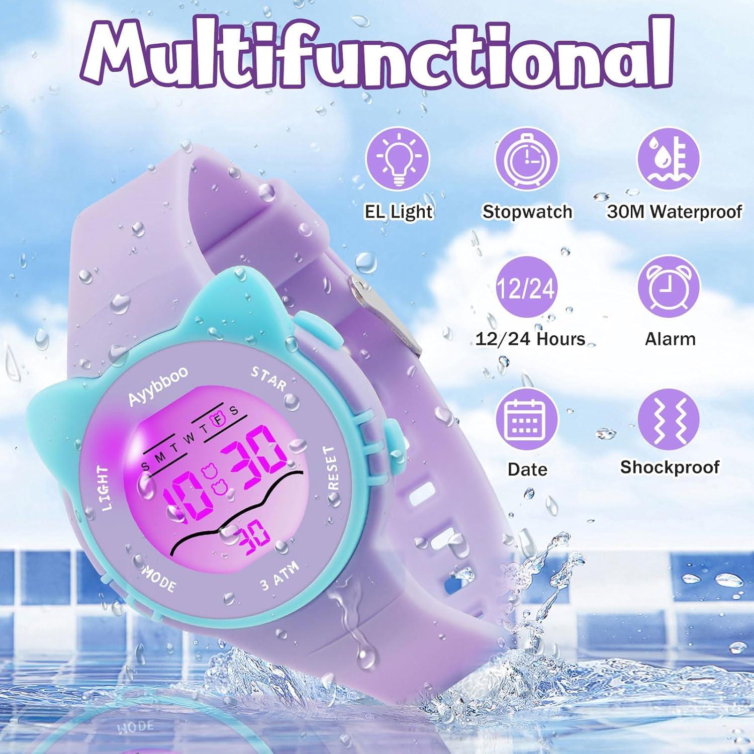 Reloj Digital Ayybboo para Niños a Prueba de Agua 30m