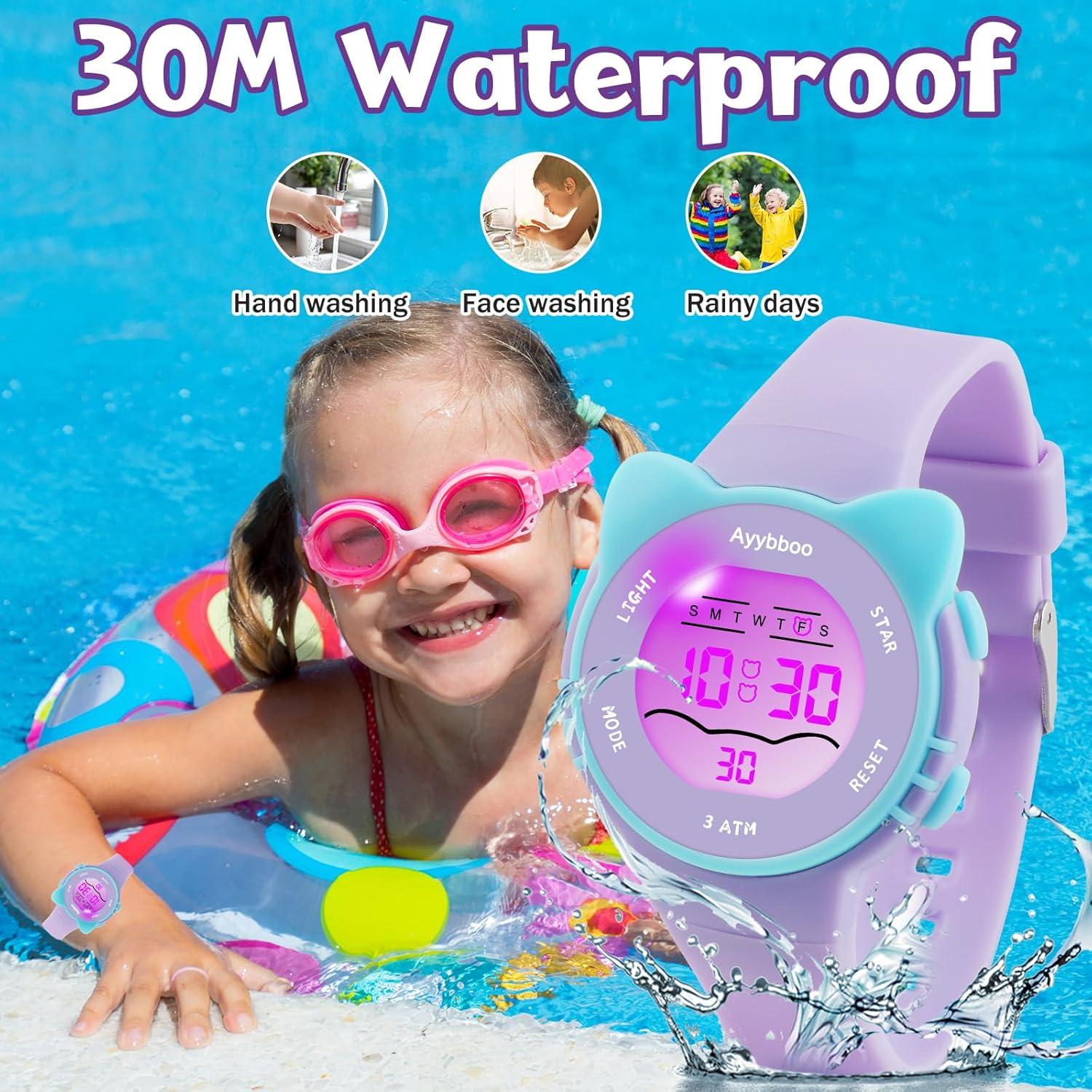 Reloj Digital Ayybboo para Niños a Prueba de Agua 30m