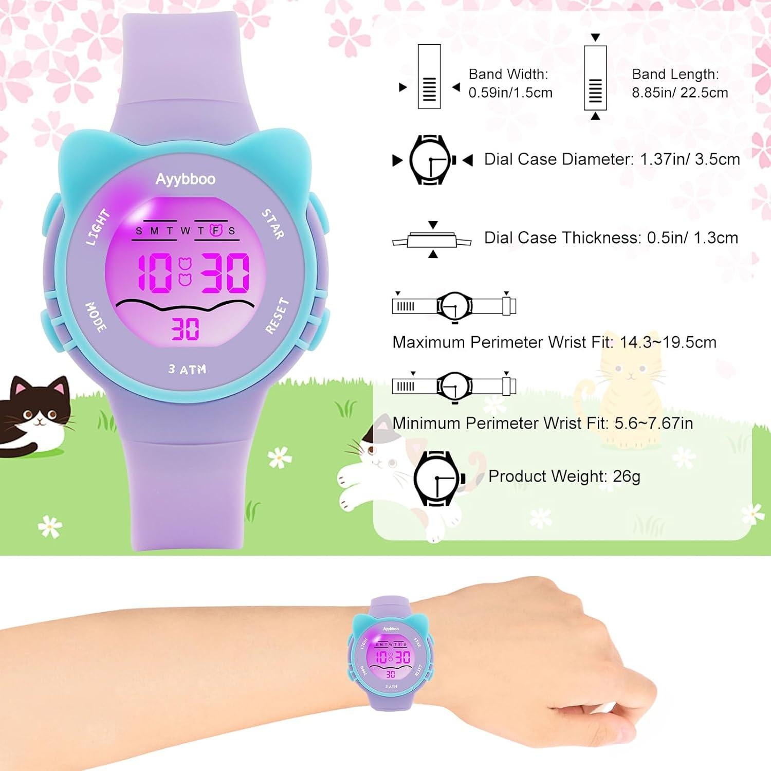Reloj Digital Ayybboo para Niños a Prueba de Agua 30m