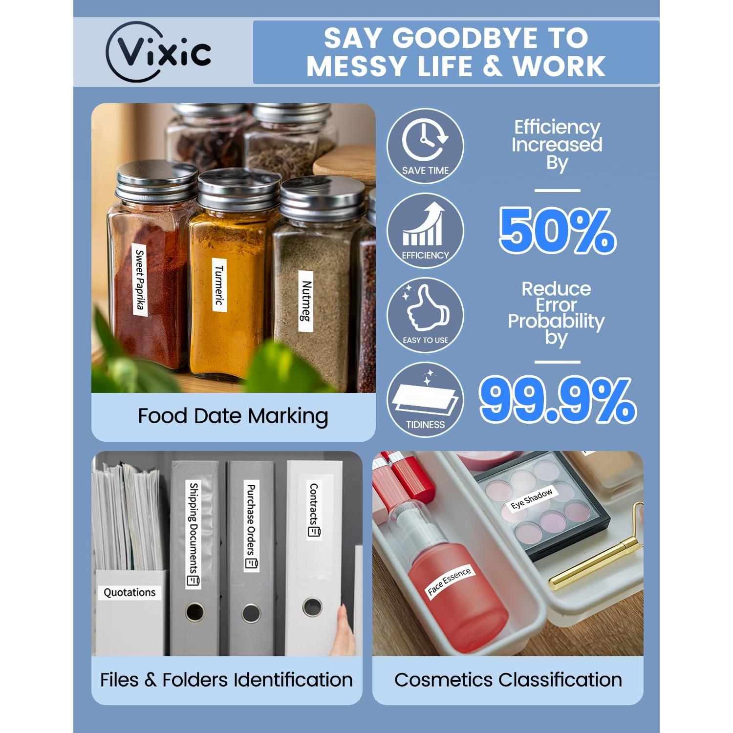 Paquete de 20 cintas BZ 12mm Vixic para etiquetadoras Brother