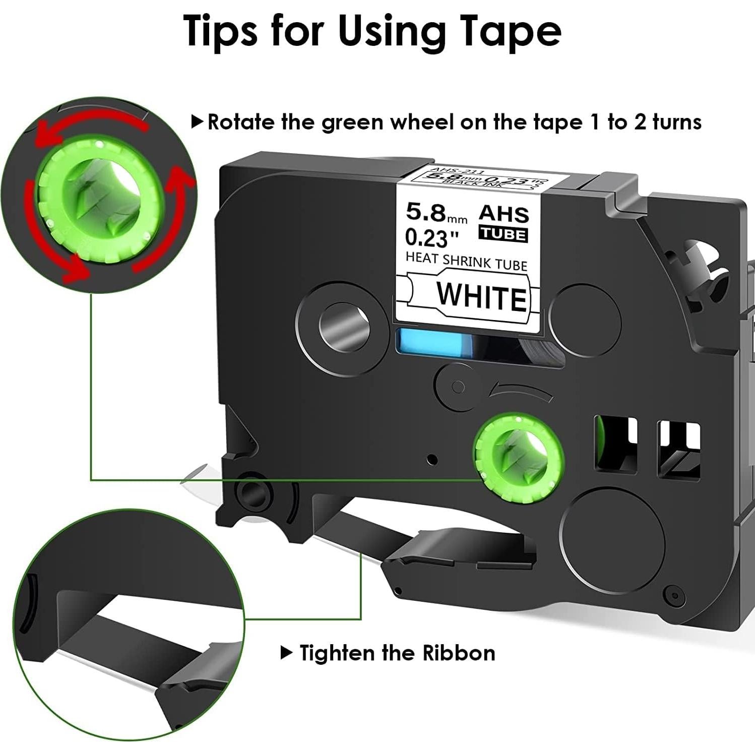 Cinta de Etiqueta Cruxer HSE-211 Negra sobre Blanca 10 Unidades 5.8mm