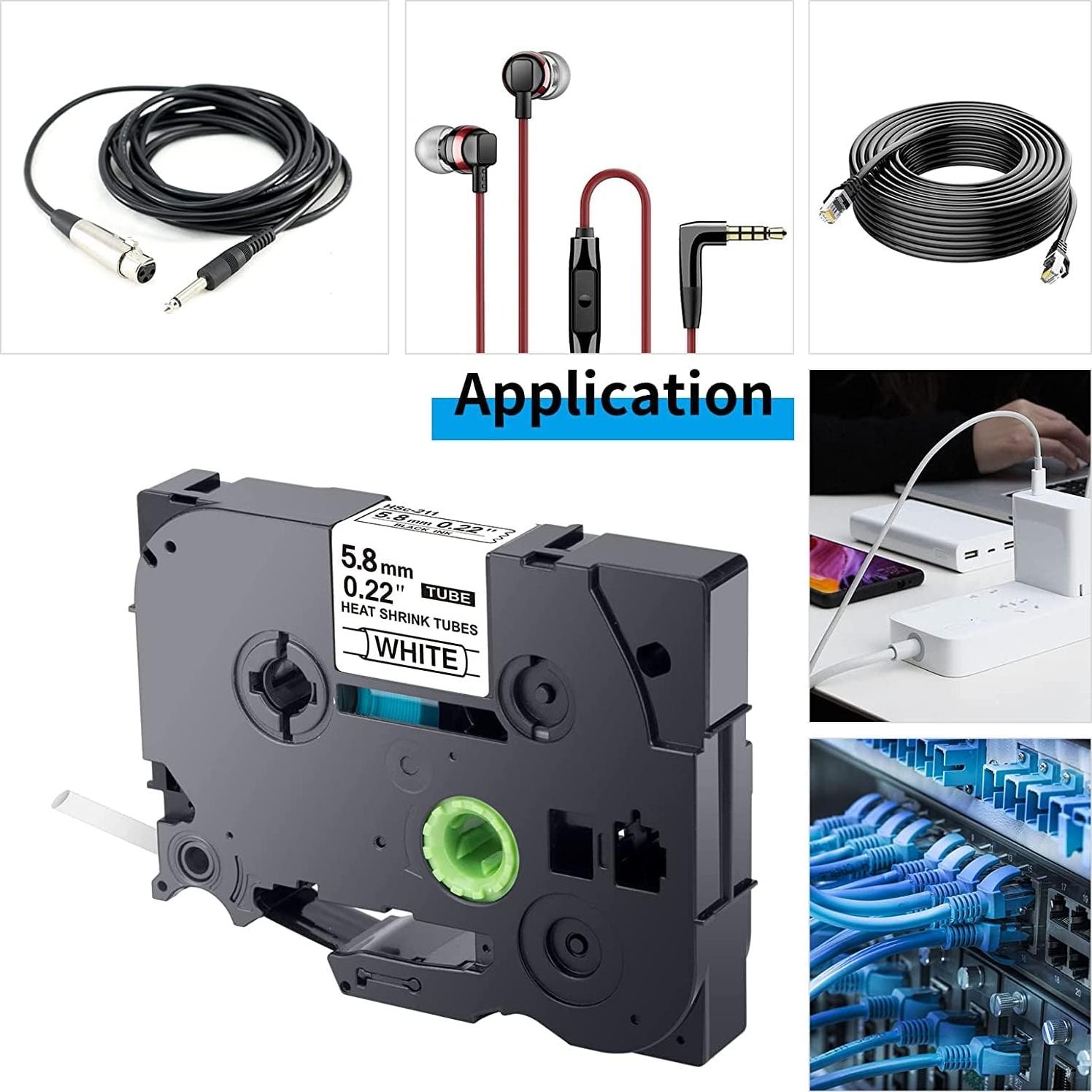 Cinta de Etiqueta Cruxer HSE-211 Negra sobre Blanca 10 Unidades 5.8mm