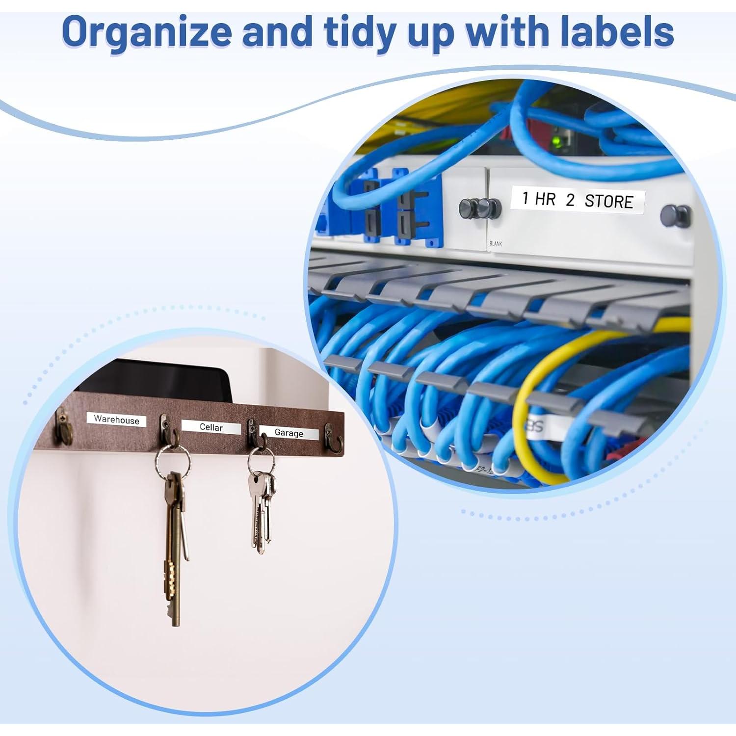 20 Cintas de Etiqueta VolenGo TZe-231 12mm Laminadas Blancas