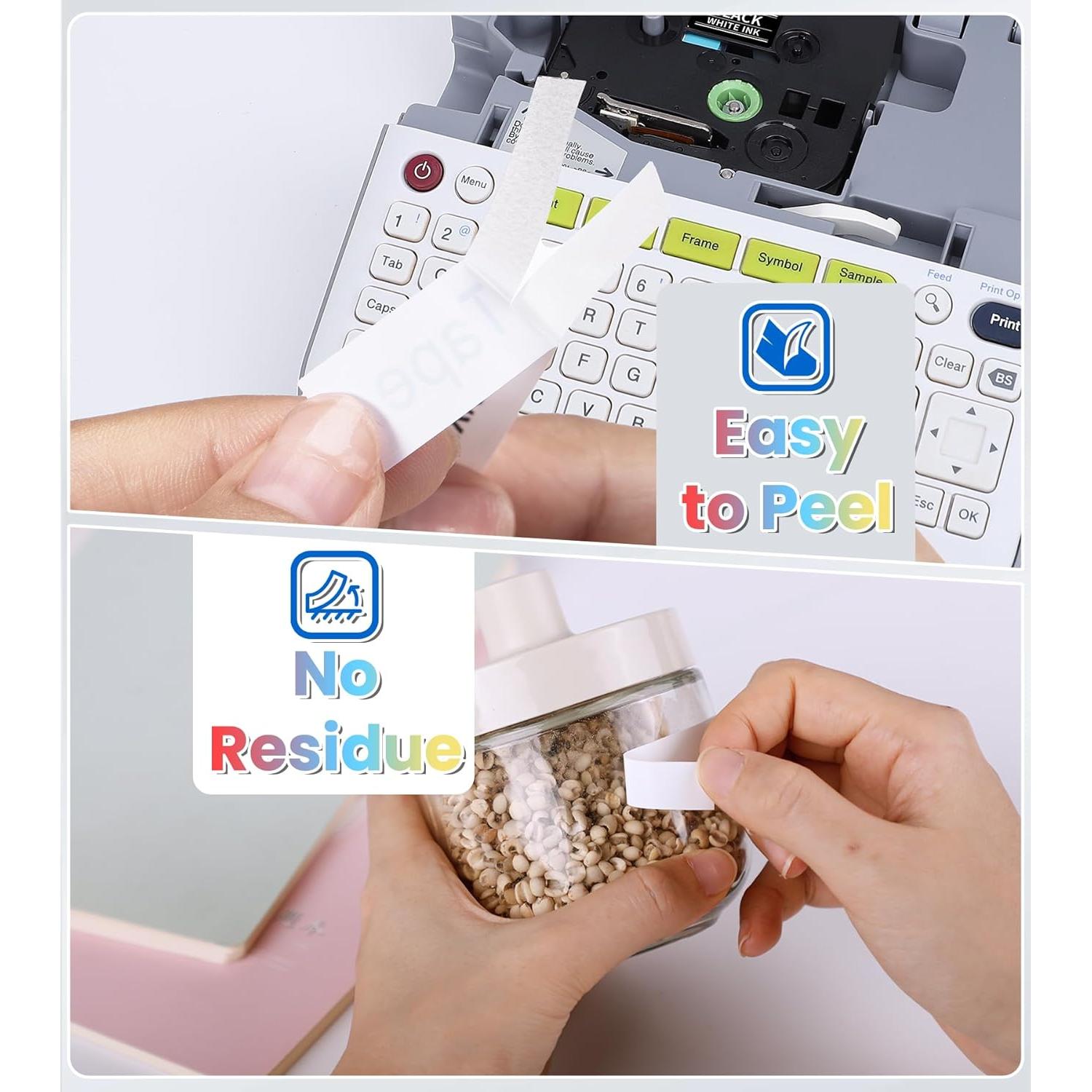 Paquete de 6 cintas TZe 12mm EazeID para etiquetadora Brother