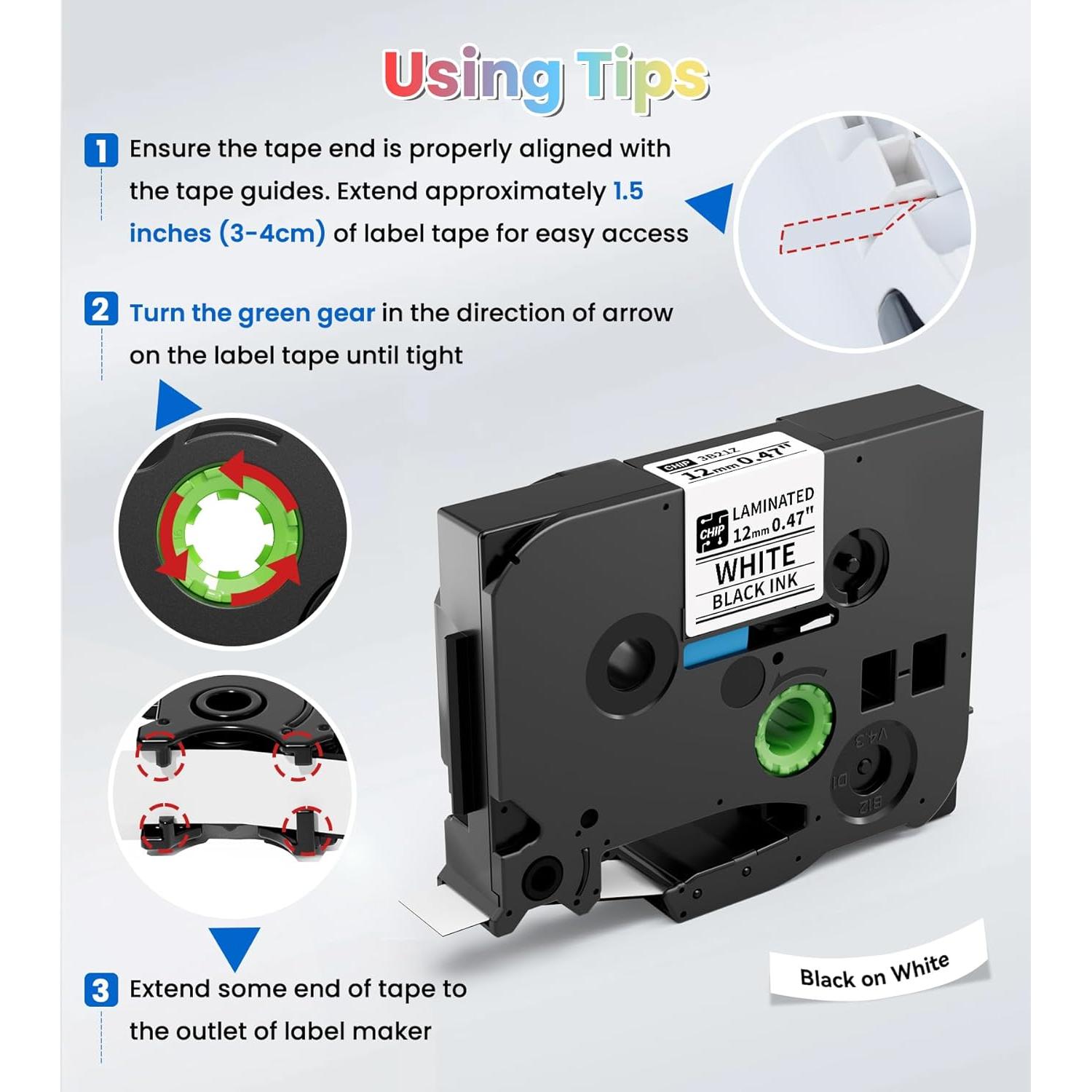 Paquete de 6 cintas TZe 12mm EazeID para etiquetadora Brother