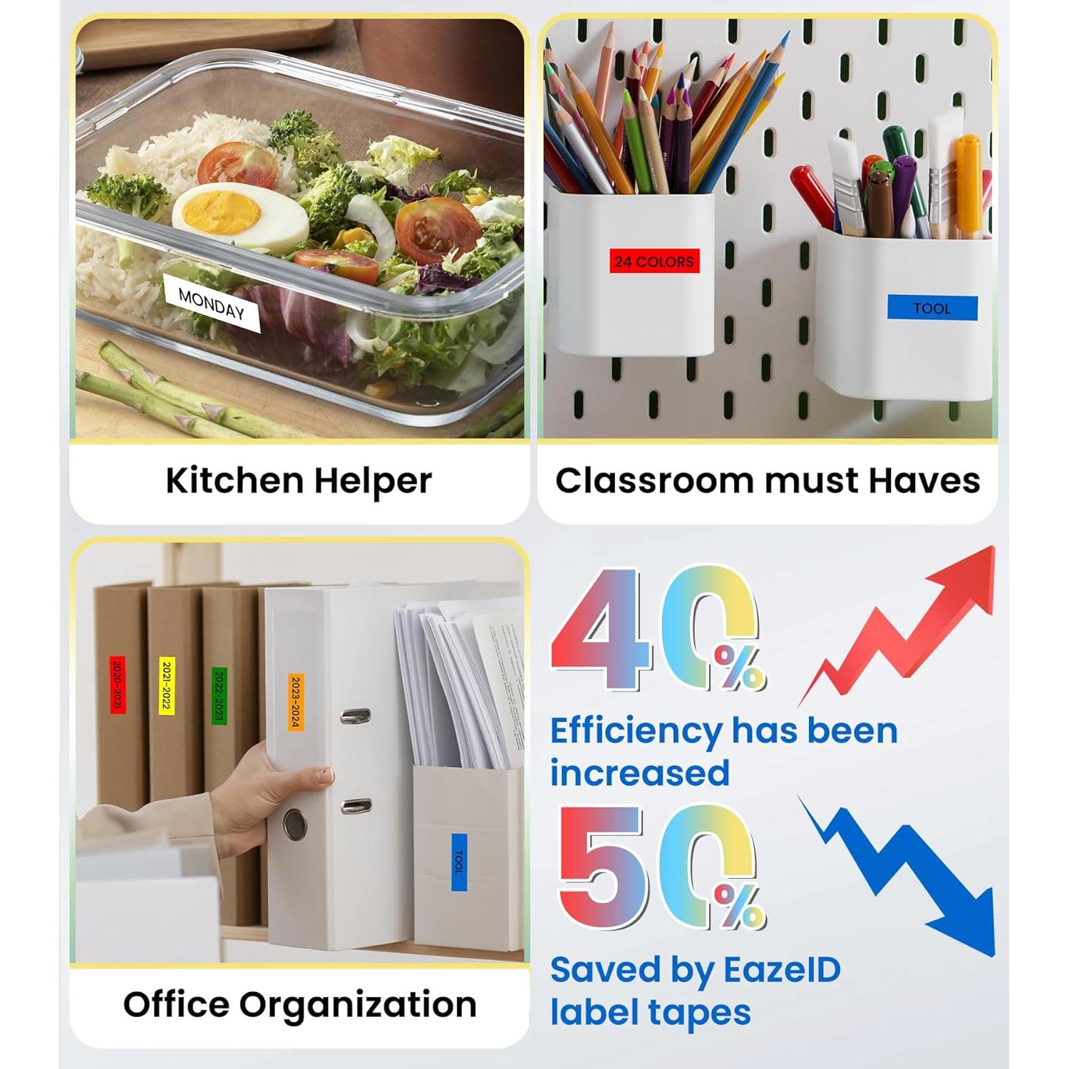 Paquete de 6 cintas TZe 12mm EazeID para etiquetadora Brother