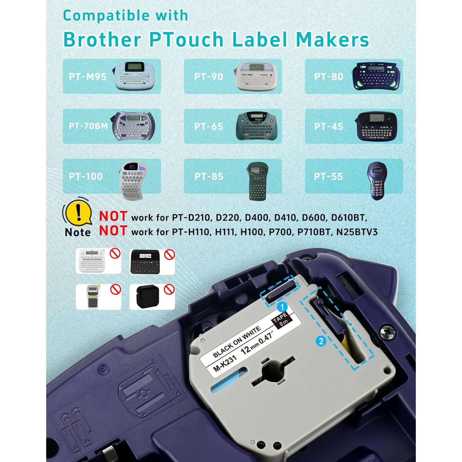 Cinta de Etiqueta Womiten M-K231 12mm Blanca 5-Pack