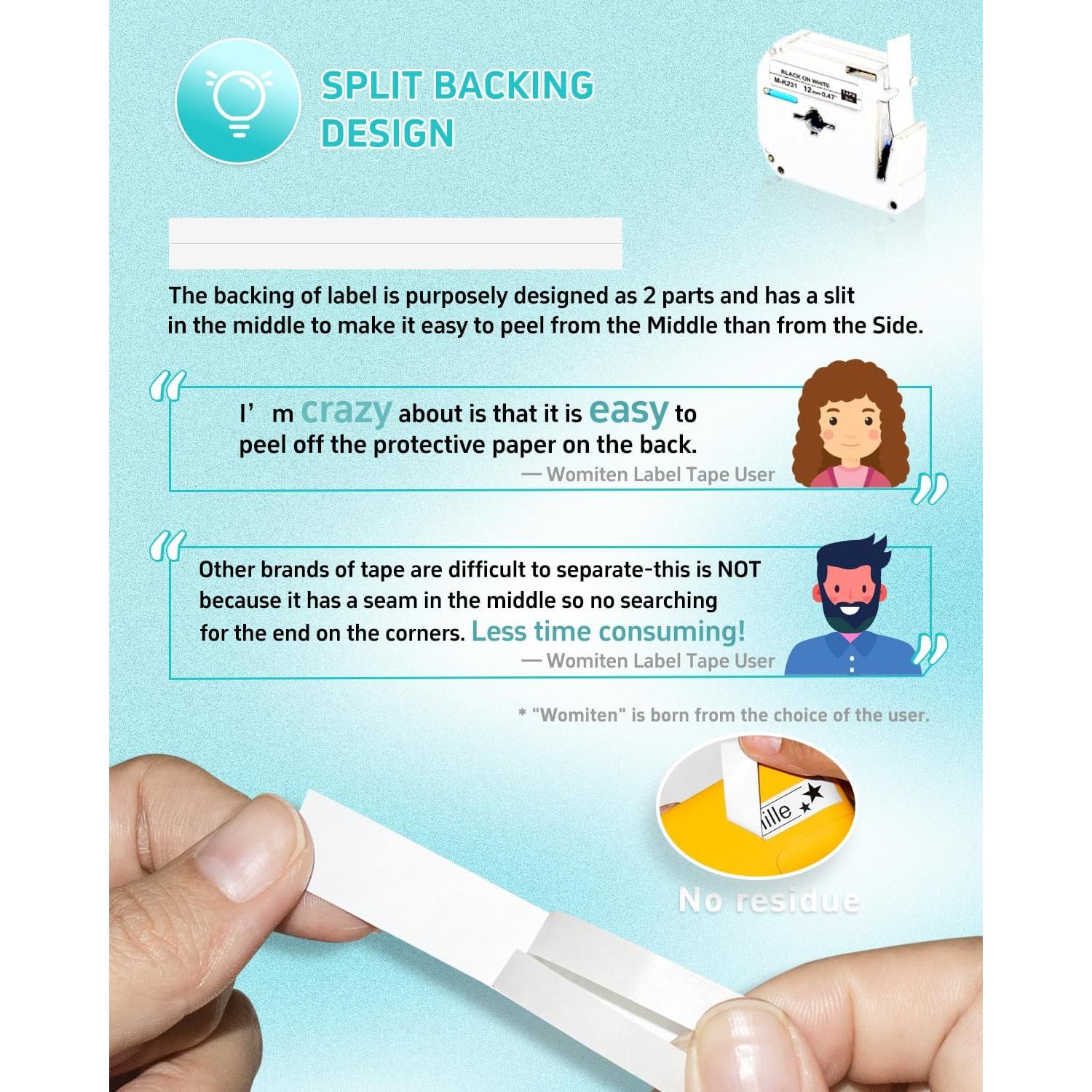 Cinta de Etiqueta Womiten M-K231 12mm Blanca 5-Pack