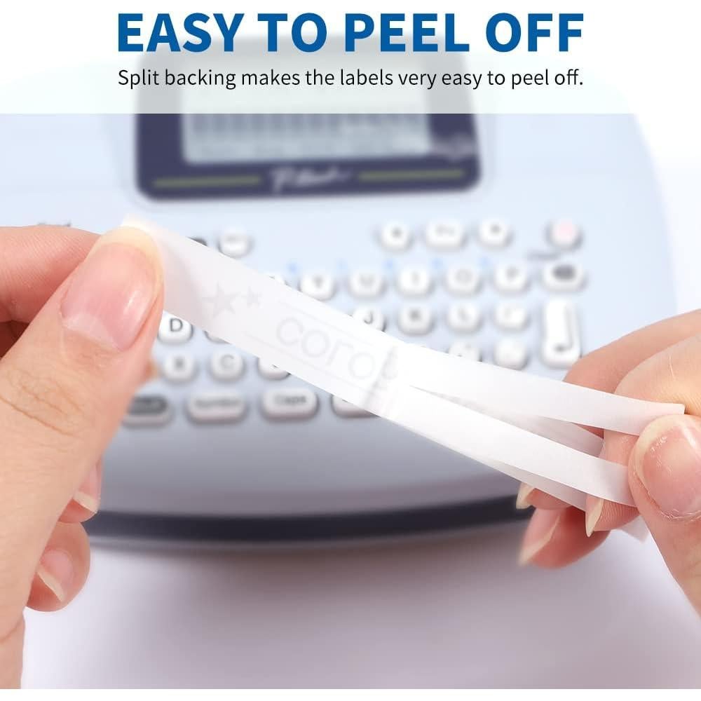 Cintas de Etiquetas COLORWING MK-231 12mm Negro sobre Blanco 4-Pack