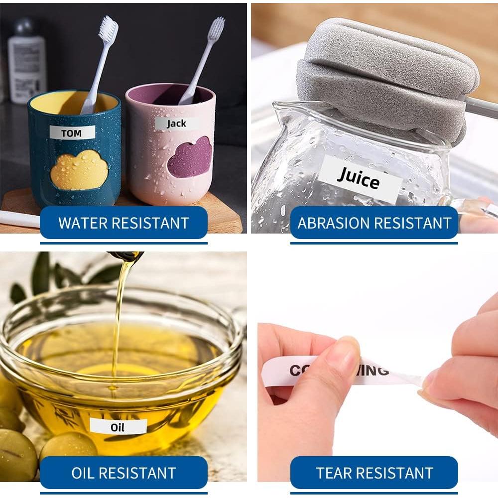 Cintas de Etiquetas COLORWING MK-231 12mm Negro sobre Blanco 4-Pack