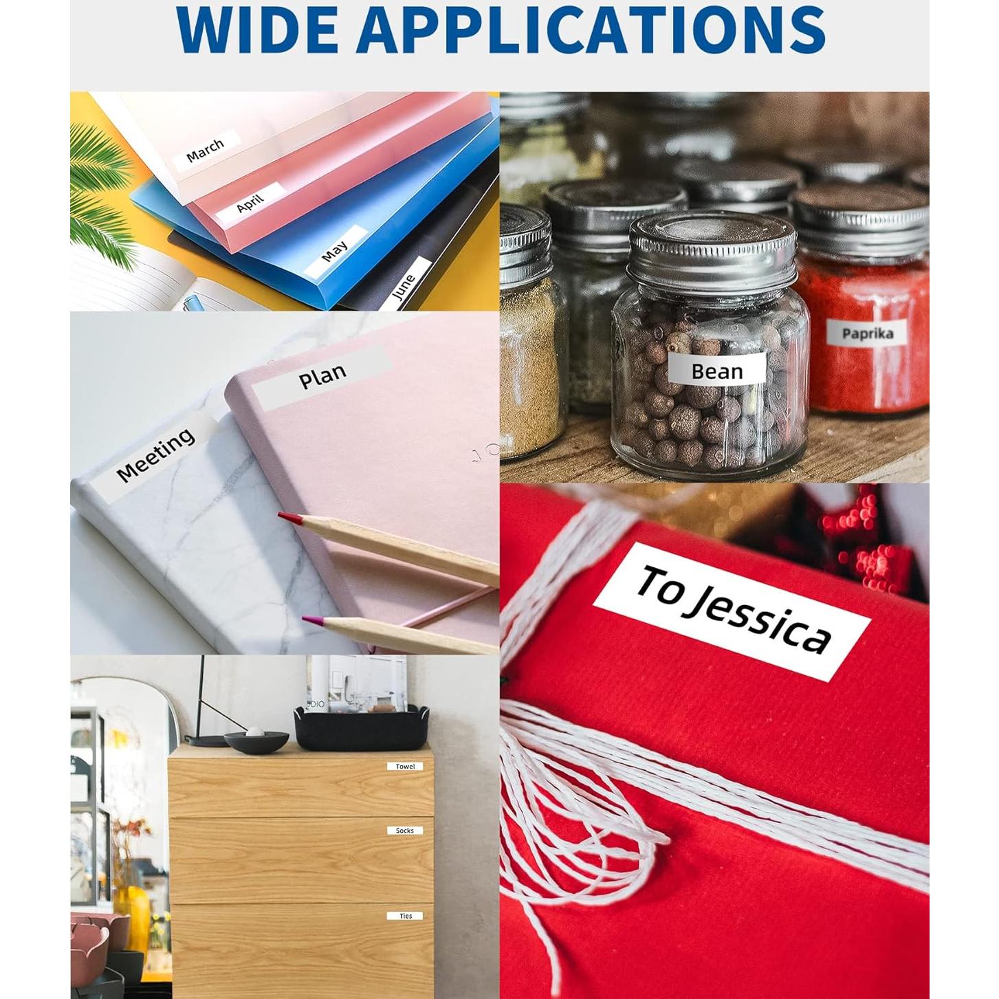 Cintas de Etiquetas COLORWING MK-231 12mm Negro sobre Blanco 4-Pack