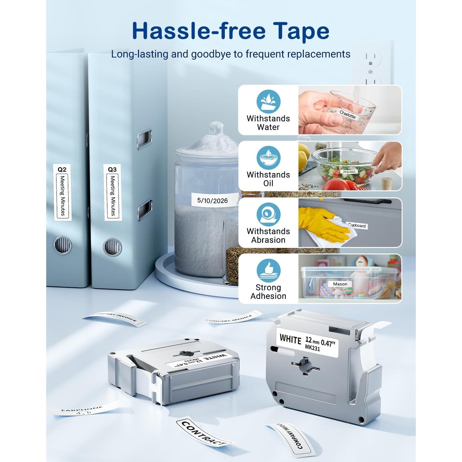 Reemplazo Cinta Etiqueta Brother M-K231 12mm Greateam 8 Unidades