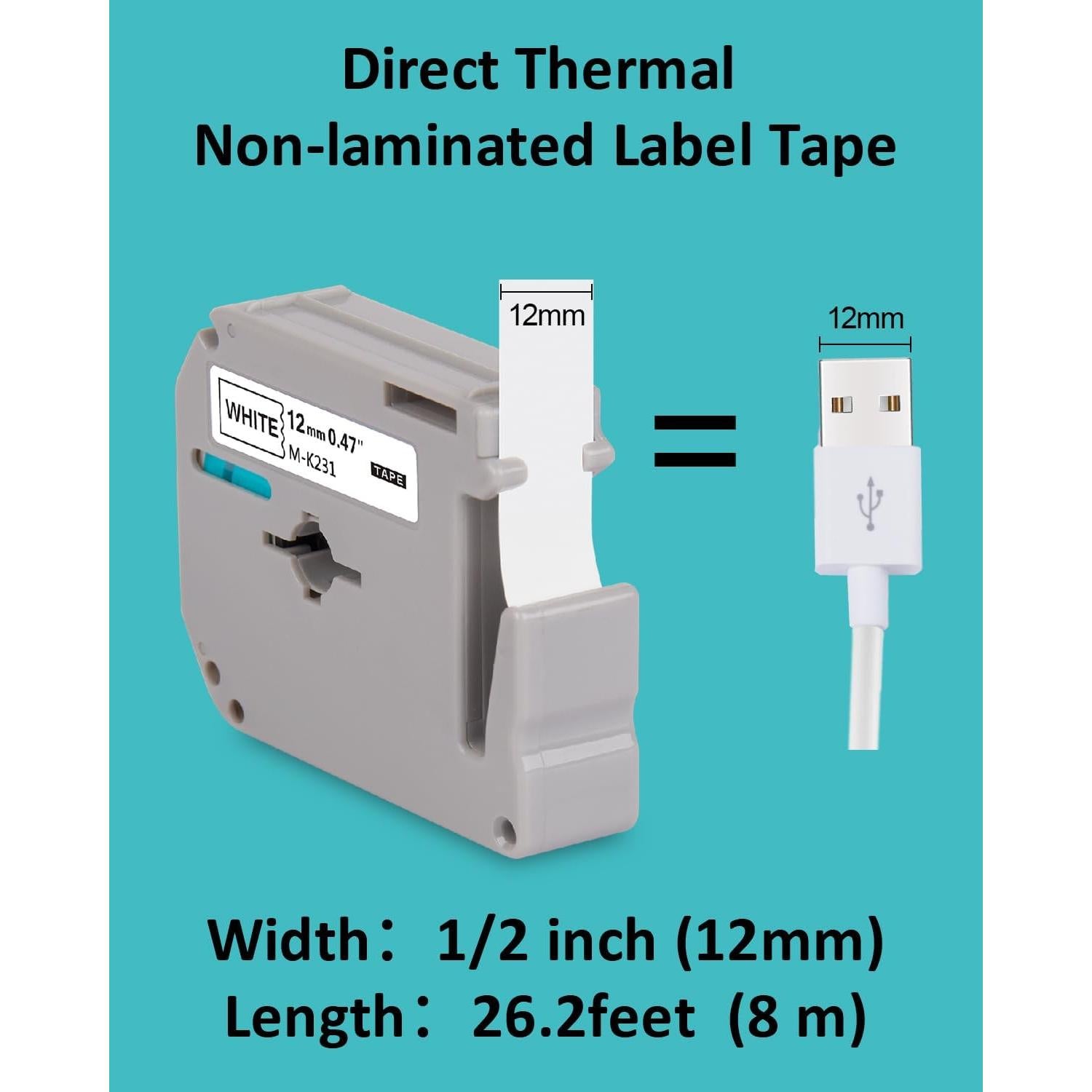 Cinta de Etiqueta Hehua M 12mm Compatible Brother MK-231 6PK