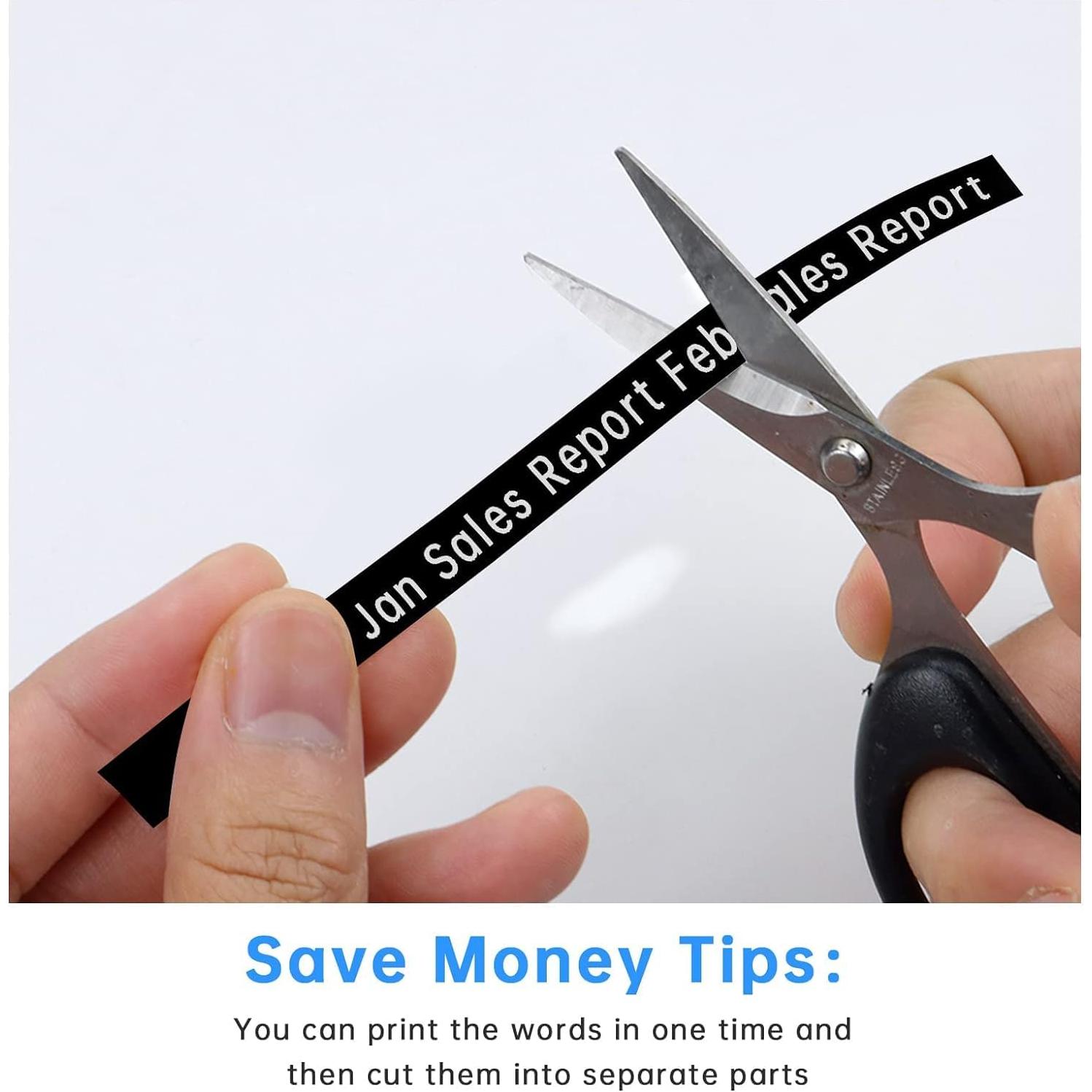 Cinta de Etiquetado Unismar TZe-335 12mm Blanca sobre Negra