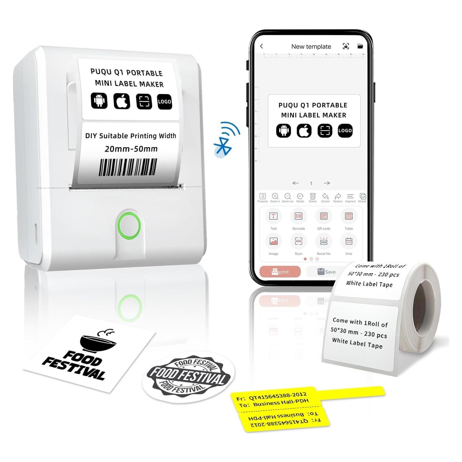 Impresora de Etiquetas PUQU Q1 Bluetooth 50mm x 30mm