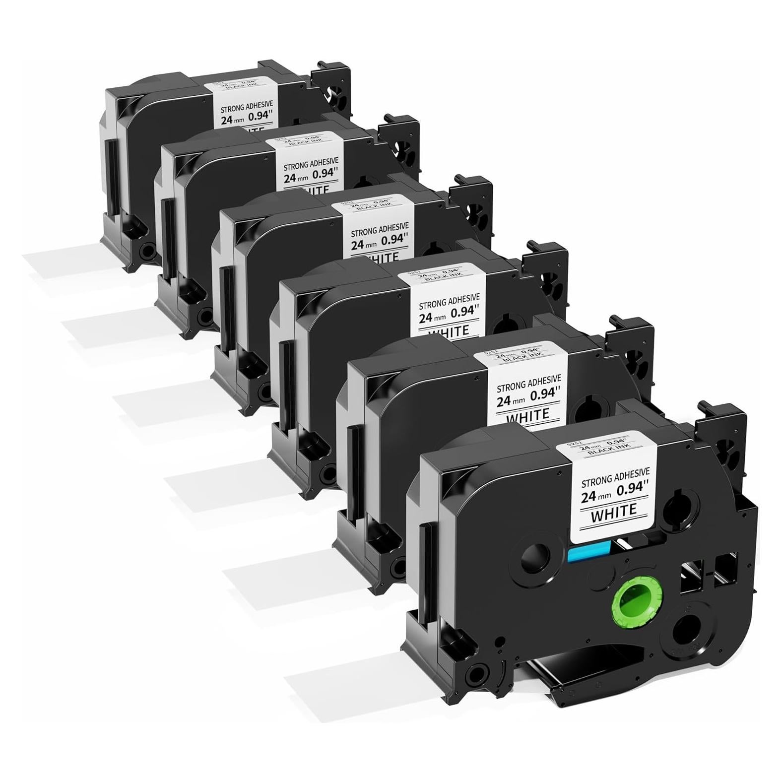 Cinta de Etiqueta 24mm Oozmas TZE-S251 Laminada Blanca 6 Paquete