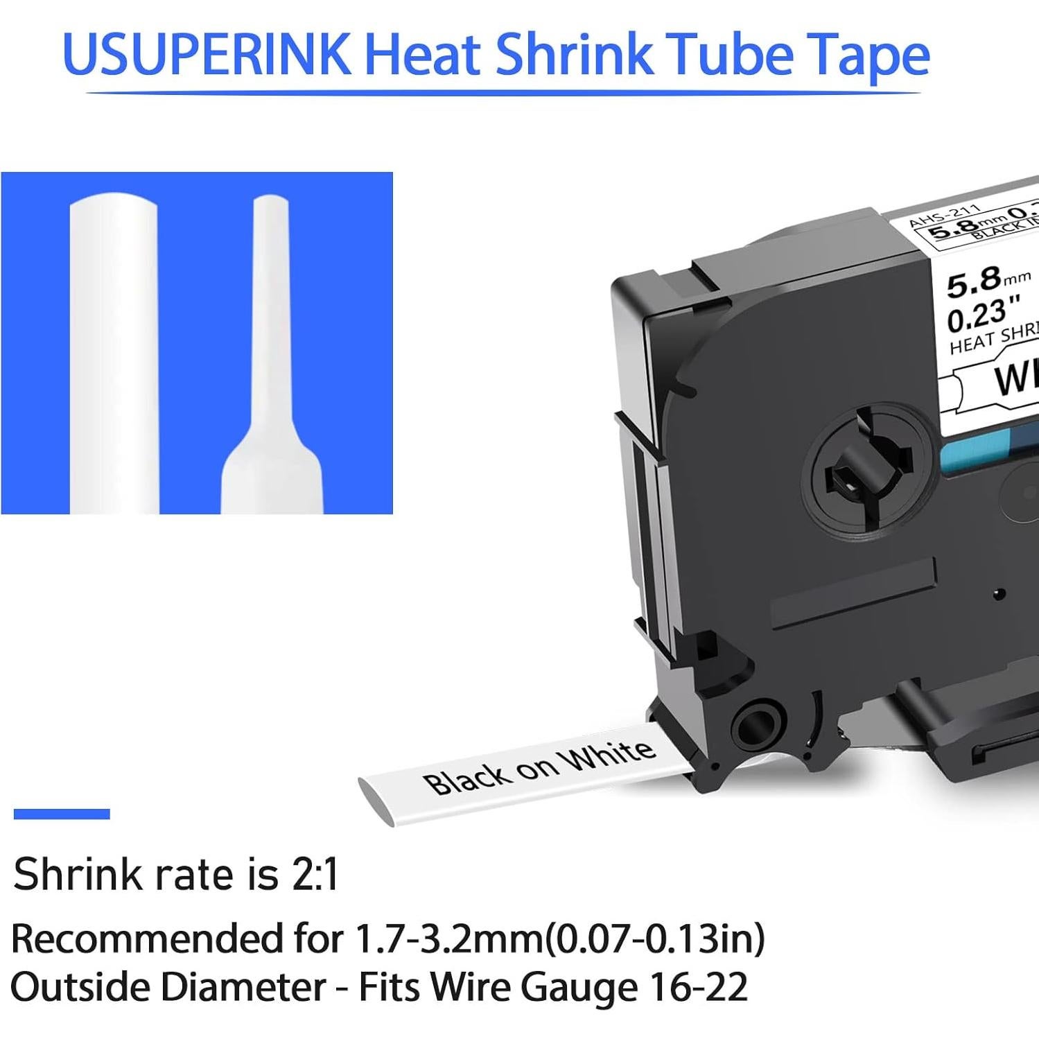 3PK Cinta de Etiquetadora Termocontraíble USUPERINK HSe-211 5.8mm