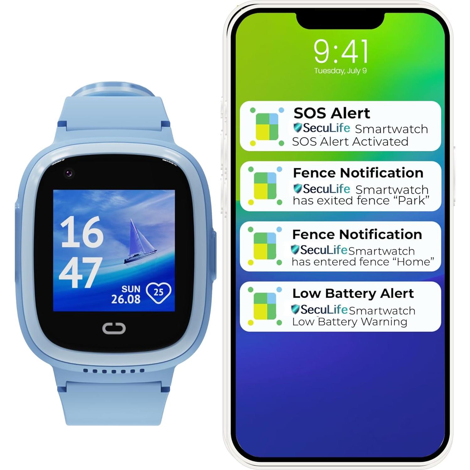 Rastreador GPS SecuLife para Niños con Botón SOS Azul