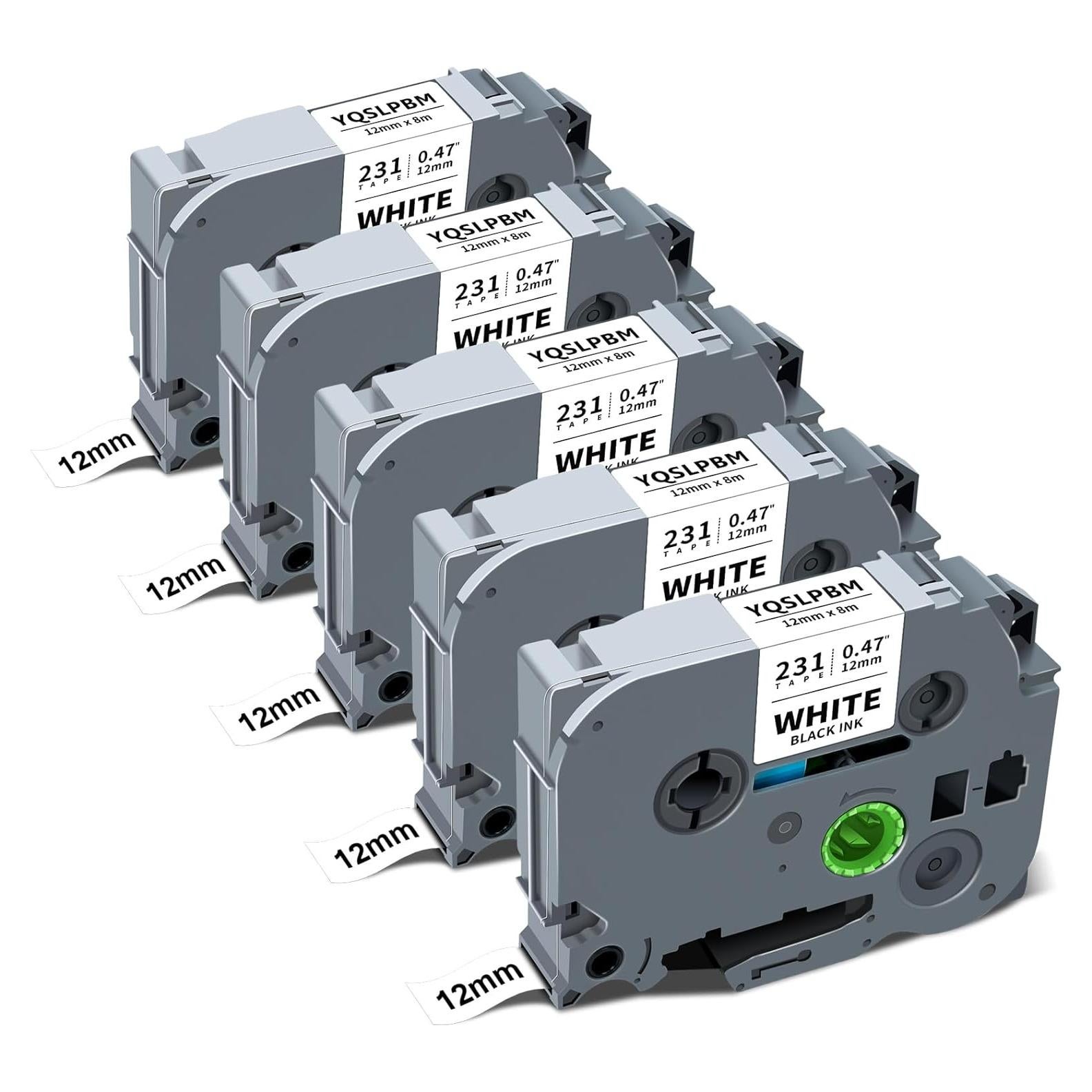 Cinta de Etiquetadora Brother TZe-231 12mm Negro sobre Blanco - 5 Unidades